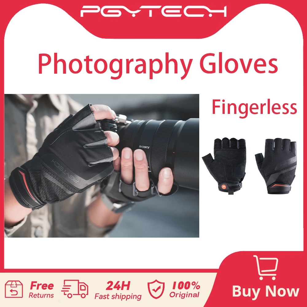 Guanti per fotografia PGYTECH senza dita antiscivolo durevole materiale in fibra di poliestere in vera pelle Suitale per fotografo