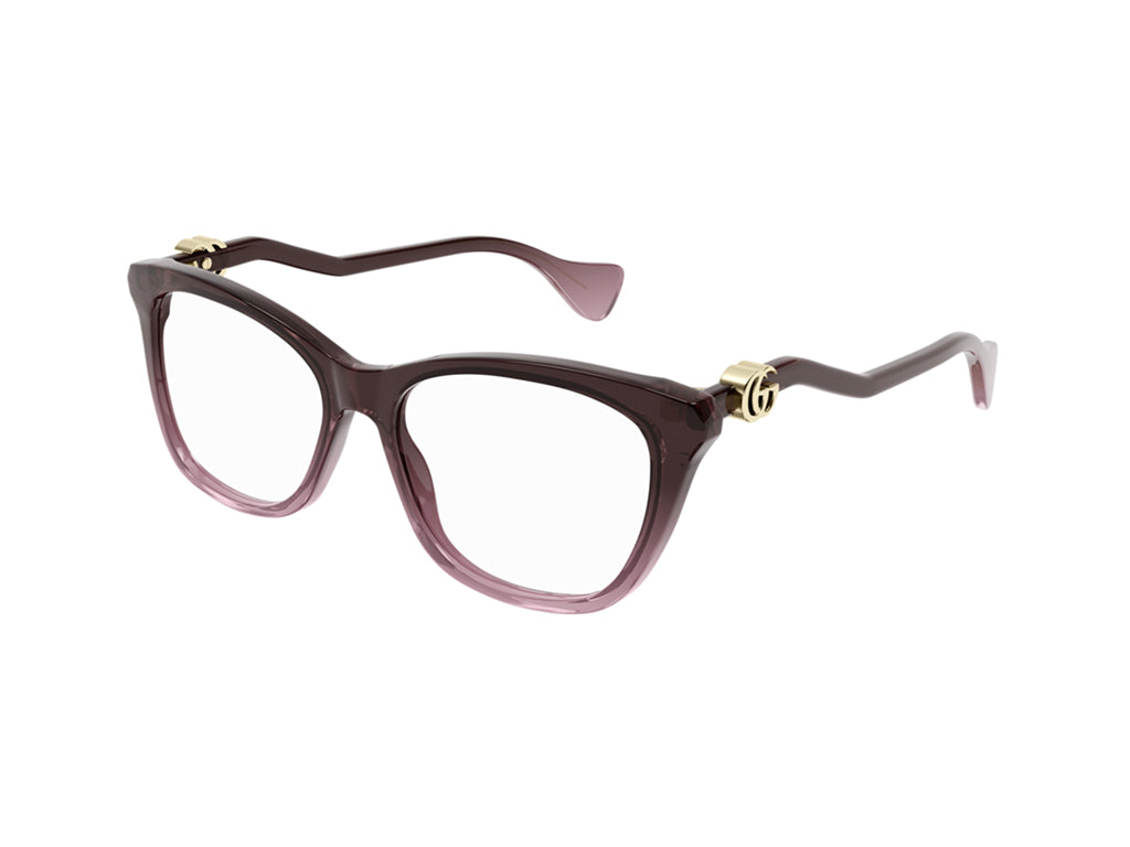 Gucci Donna GG1012O 003 Montature da vista Acetato Bordeaux Trasparente Squadrata