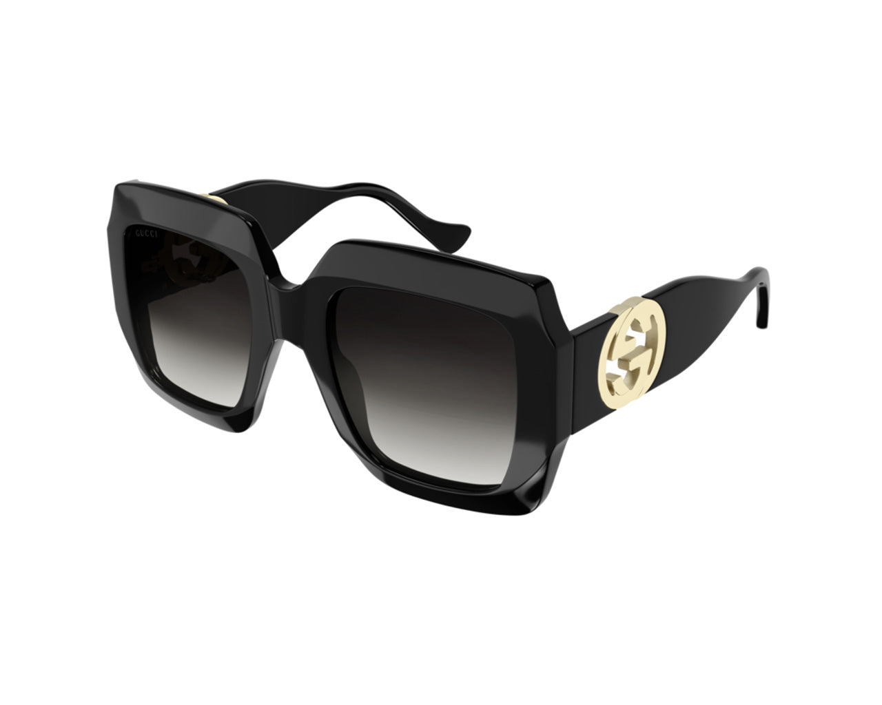 Gucci Donna GG1022S 006 Occhiali da sole Iniettato Nero Grigio Squadrata Normale Sfumato