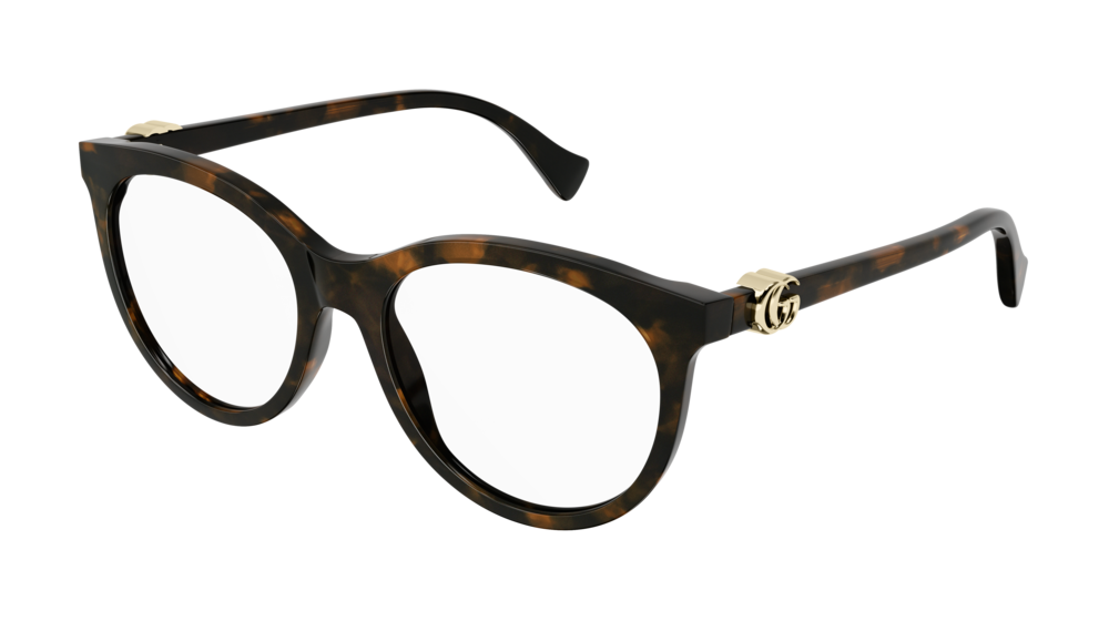 Gucci Donna GG1074O 005 Montature da vista Acetato Havana Trasparente Cat Eye