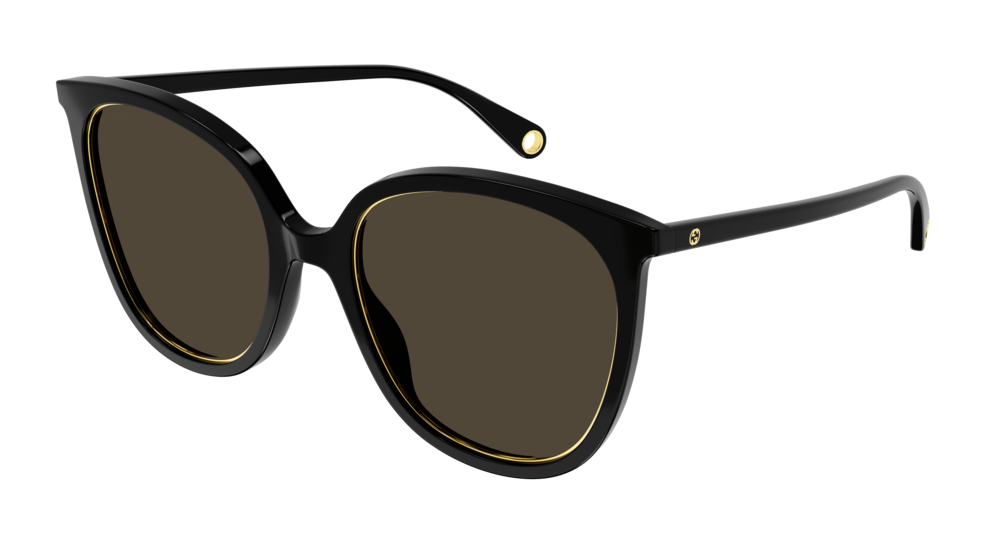 Gucci Donna GG1076S 002 Occhiali da sole Acetato Nero Marrone Cat Eye