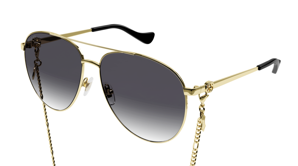 Gucci Donna GG1088S 001 Occhiali da sole Acetato Oro Grigio Pilot Sfumato