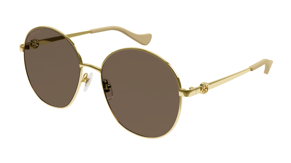 Gucci Donna GG1090SA 003 Occhiali da sole Metallo Oro Marrone Rotonda