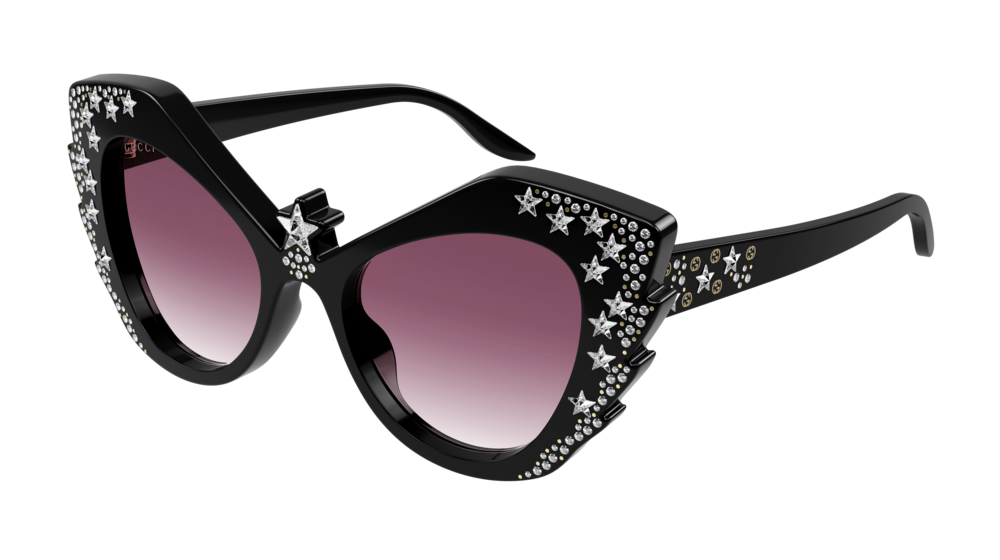 Gucci Donna GG1095S 001 Occhiali da sole Acetato Nero Rosso Geometrica Normale Sfumato