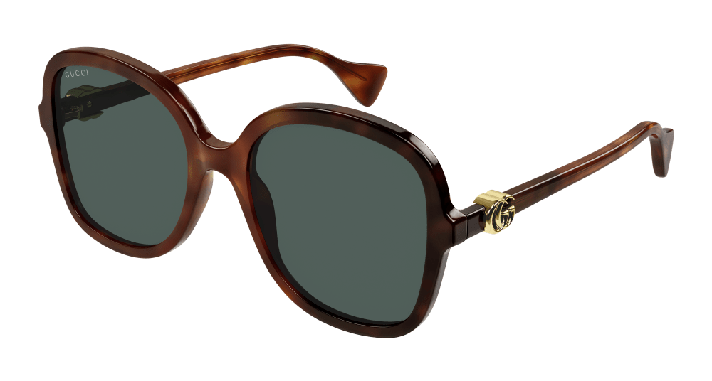 Gucci Donna GG1178S 003 Occhiali da sole Acetato Havana Verde Squadrata Normale