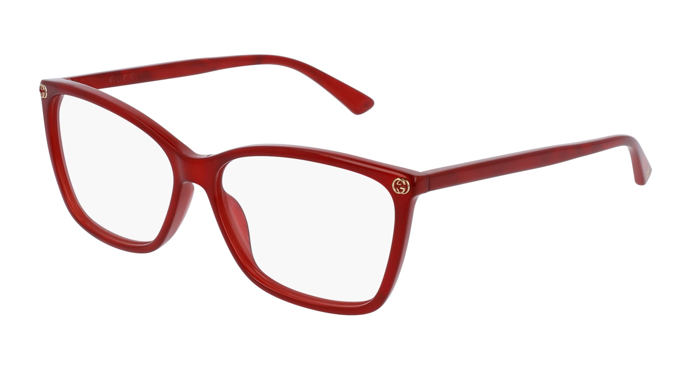 Gucci Donna Gucci GG0025O 004 Montature da vista Acetato Rosso Trasparente Cat Eye