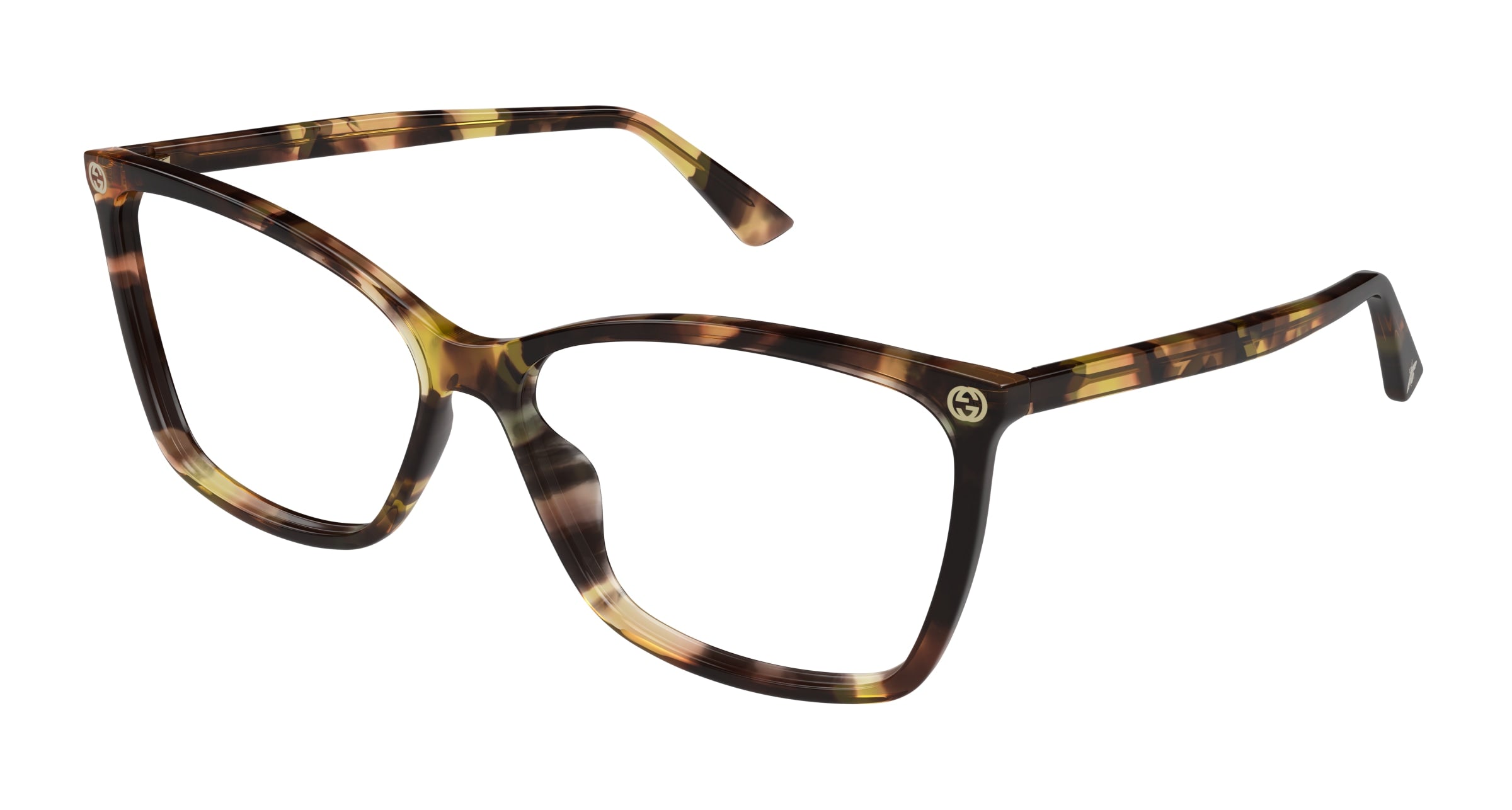 Gucci Donna Gucci GG0025O 014 Montature da vista Acetato Havana Trasparente Cat Eye Gucci Donna Gucci GG0025O 014 Montature da vista Acetato Havana Trasparente Cat Eye