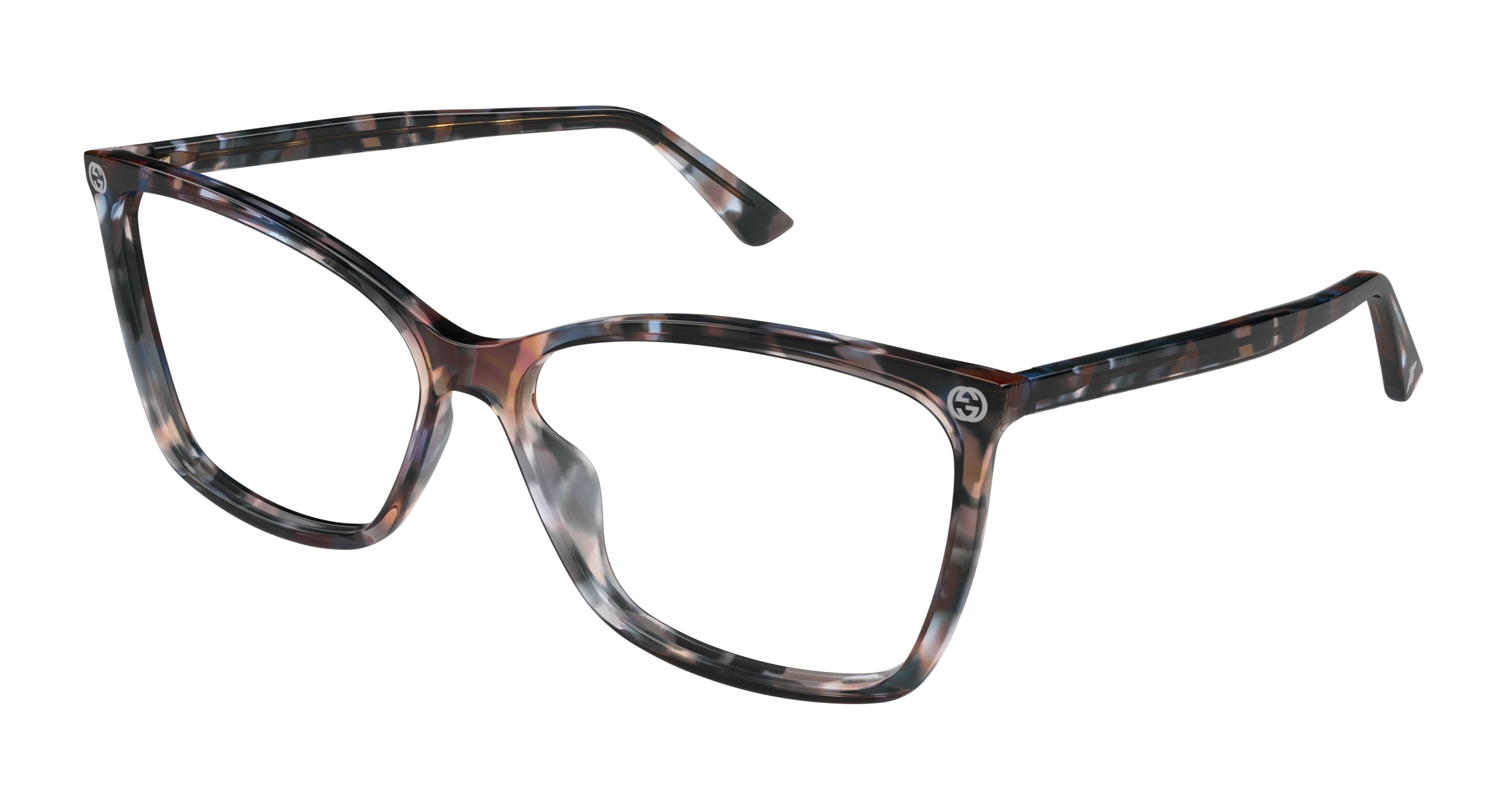 Gucci Donna Gucci GG0025O 015 Montature da vista Acetato Havana Trasparente Cat Eye Gucci Donna Gucci GG0025O 015 Montature da vista Acetato Havana Trasparente Cat Eye