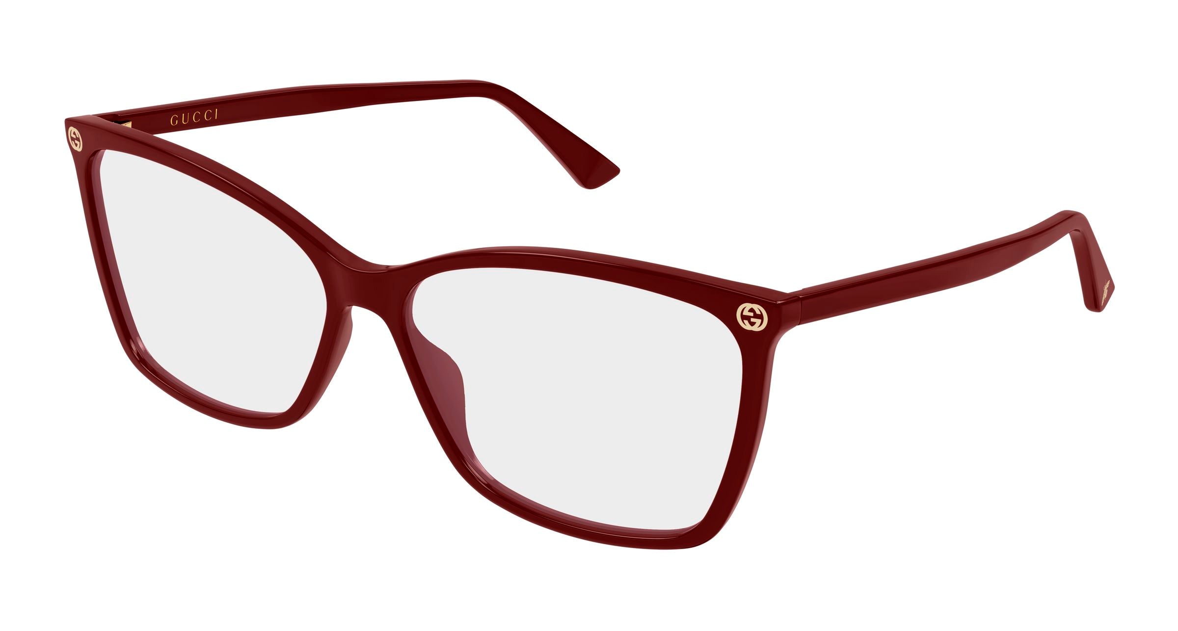 Gucci Donna Gucci GG0025O 022 Montature da vista Acetato Bordeaux Trasparente Cat Eye