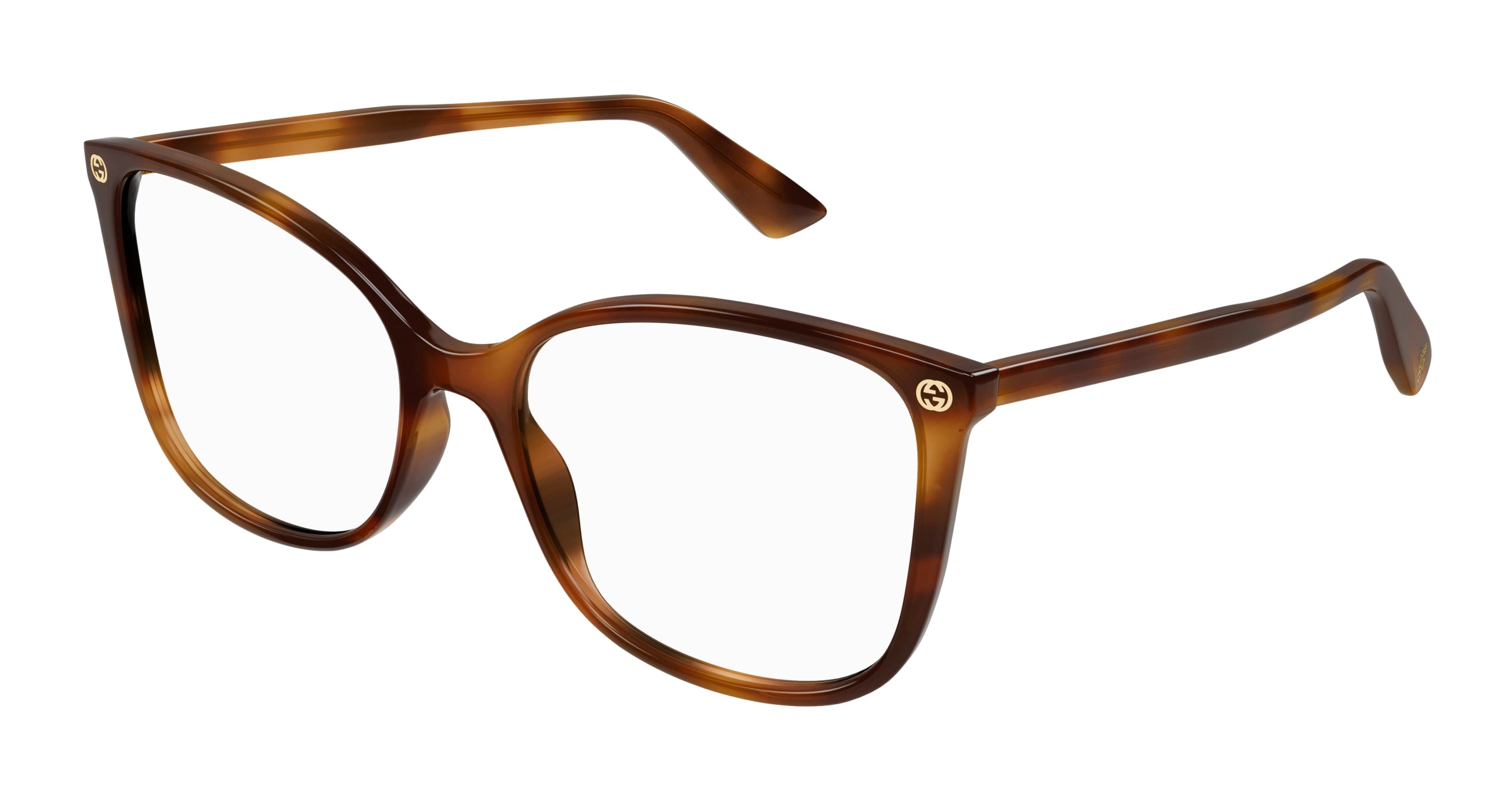 Gucci Donna Gucci GG0026O 002 Montature da vista Acetato Havana Trasparente Cat Eye Gucci Donna Gucci GG0026O 002 Montature da vista Acetato Havana Trasparente Cat Eye