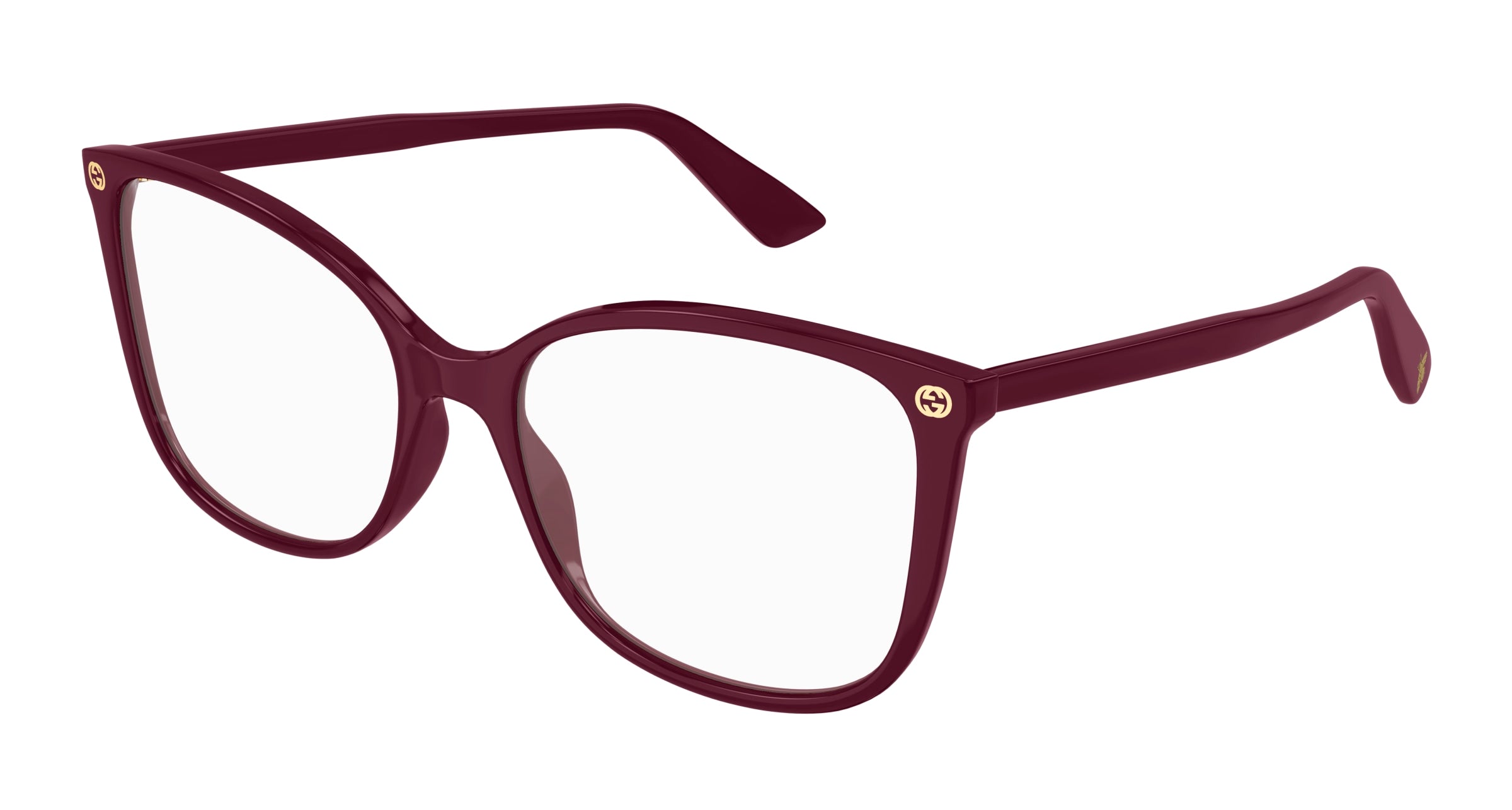Gucci Donna Gucci GG0026O 012 Montature da vista Bordeaux Trasparente Cat Eye Gucci Donna Gucci GG0026O 012 Montature da vista Bordeaux Trasparente Cat Eye
