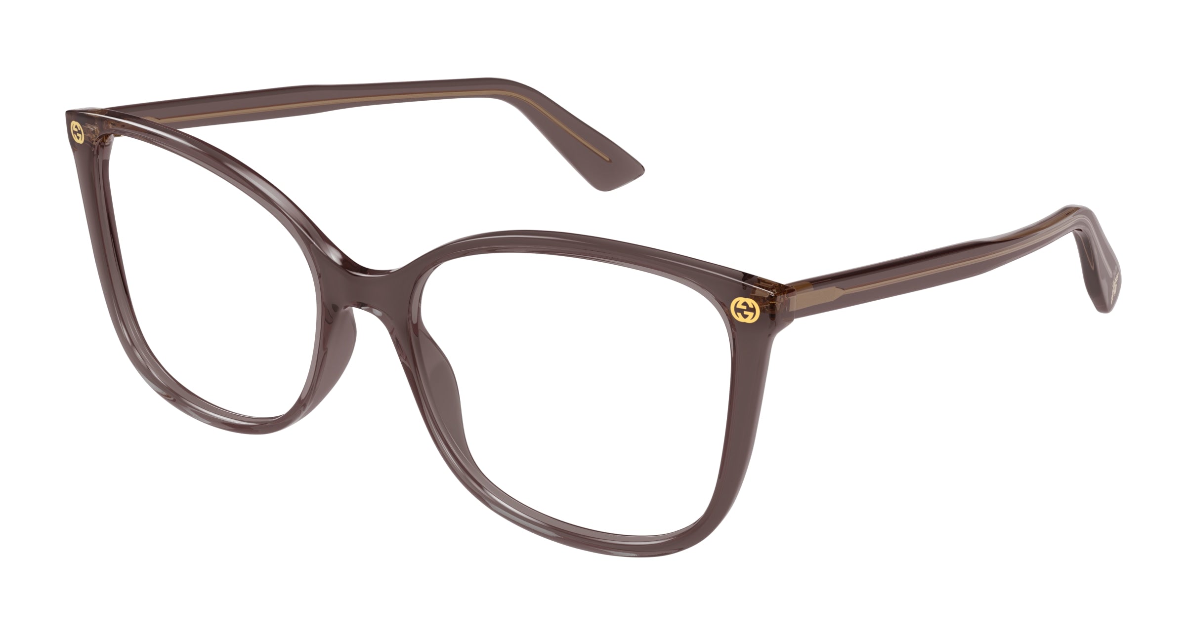 Gucci Donna Gucci GG0026O 019 Montature da vista Acetato Marrone Trasparente Cat Eye Gucci Donna Gucci GG0026O 019 Montature da vista Acetato Marrone Trasparente Cat Eye