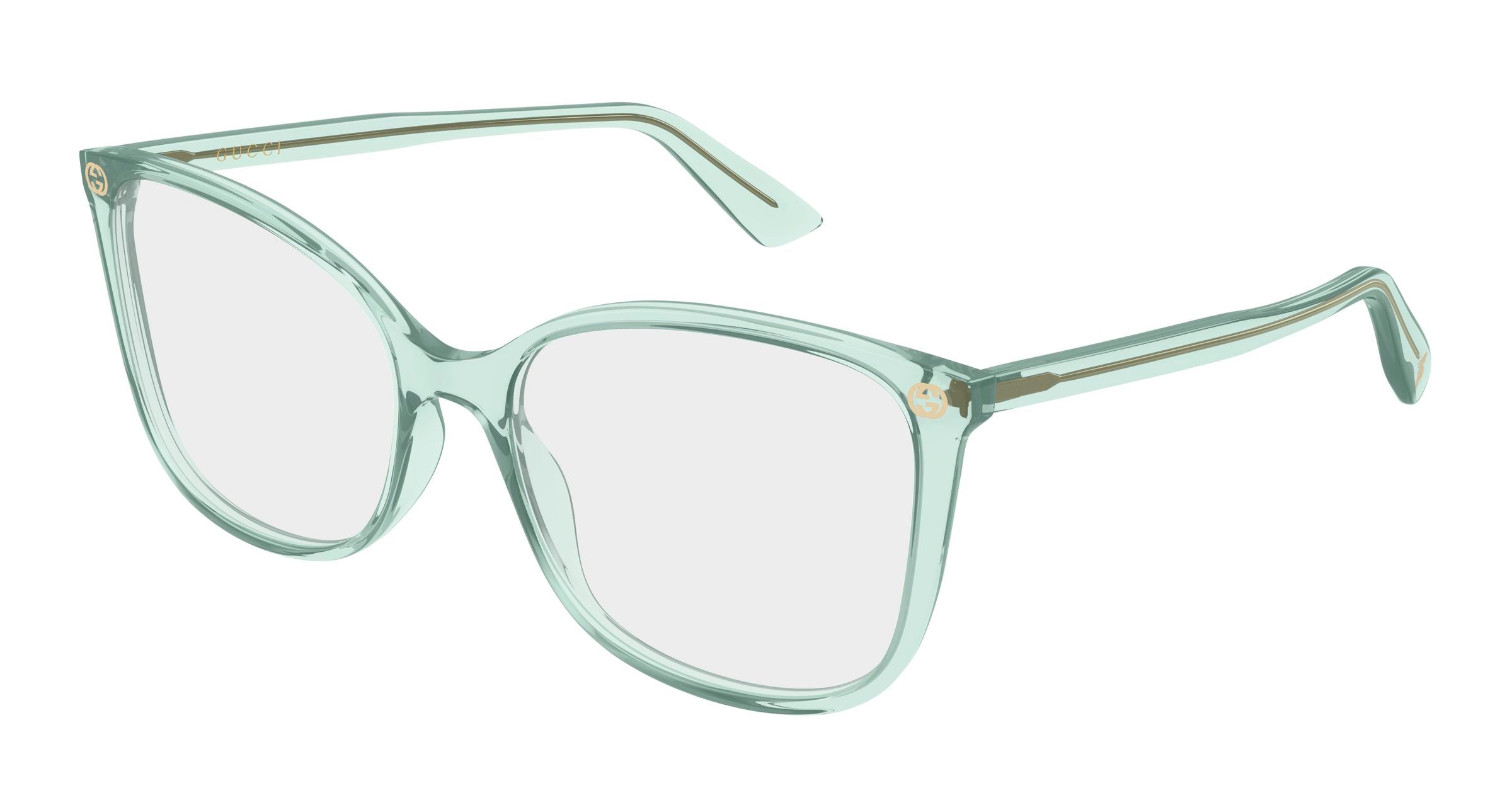 Gucci Donna Gucci GG0026O 024 Montature da vista Acetato Verde Trasparente Cat Eye