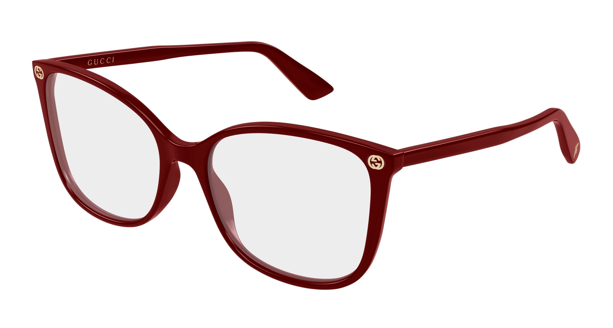 Gucci Donna Gucci GG0026O 031 Montature da vista Acetato Bordeaux Trasparente Cat Eye Gucci Donna Gucci GG0026O 031 Montature da vista Acetato Bordeaux Trasparente Cat Eye