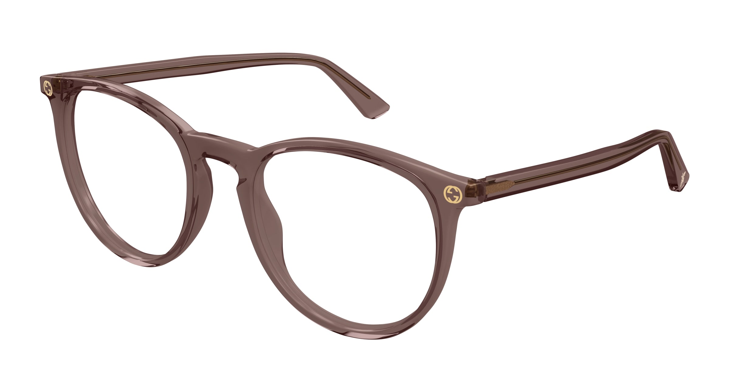 Gucci Donna Gucci GG0027O 012 Montature da vista Acetato Marrone Trasparente Rotonda