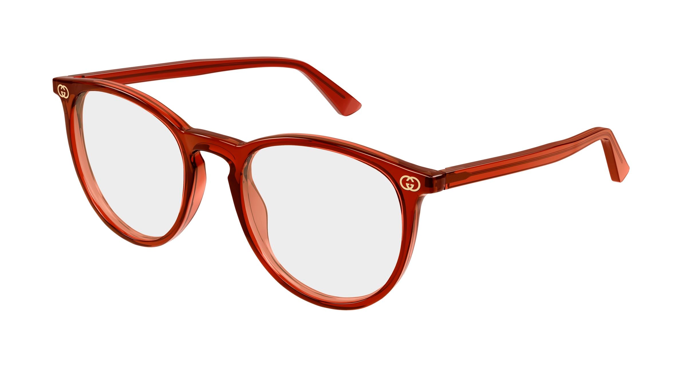Gucci Donna Gucci GG0027O 013 Montature da vista Acetato Bordeaux Trasparente Rotonda