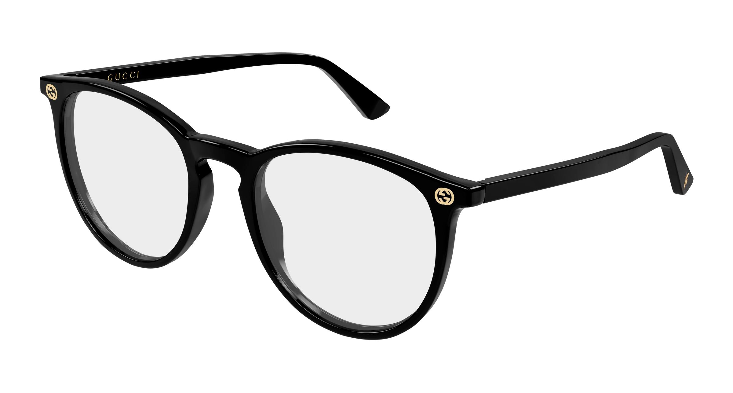 Gucci Donna Gucci GG0027O 015 Montature da vista Acetato Nero Trasparente Rotonda