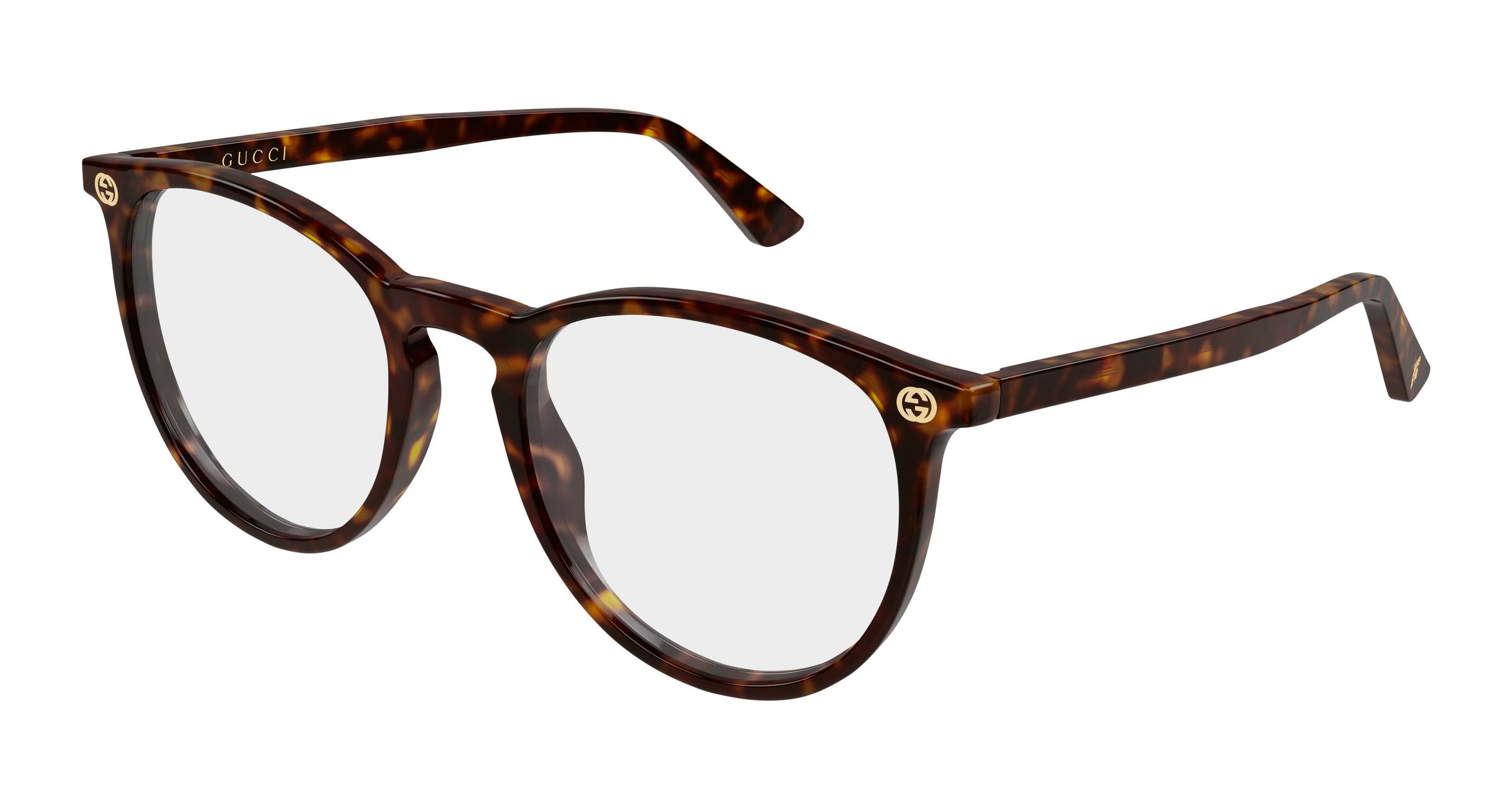 Gucci Donna Gucci GG0027O 016 Montature da vista Acetato Havana Trasparente Rotonda Gucci Donna Gucci GG0027O 016 Montature da vista Acetato Havana Trasparente Rotonda