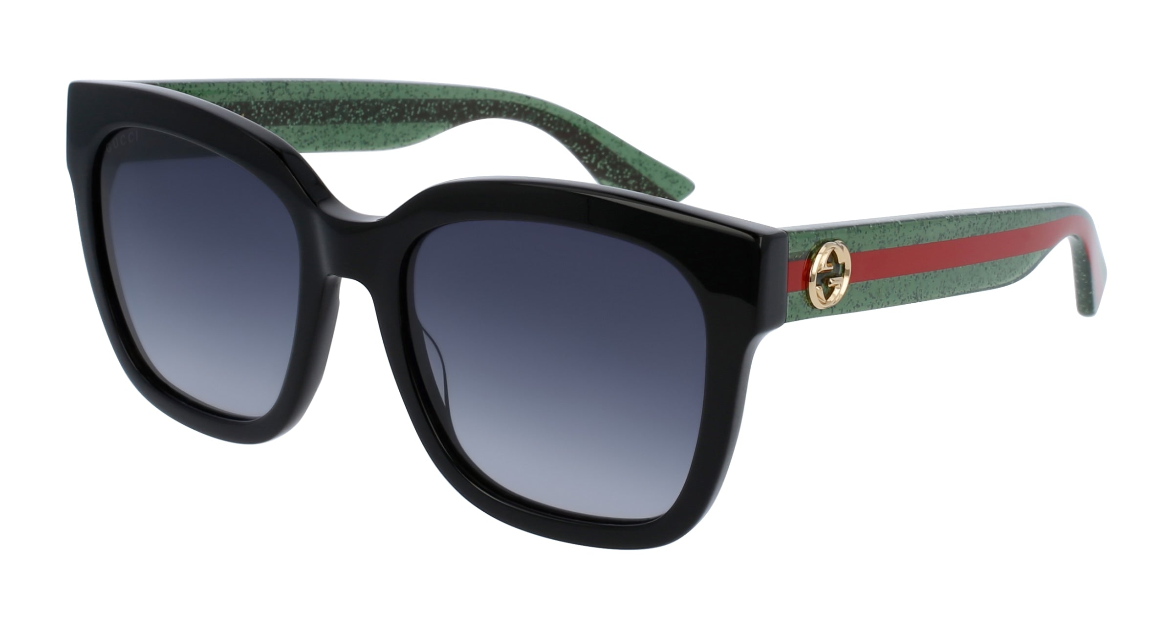 Gucci Donna Gucci GG0034SN 002 Occhiali da sole Acetato Nero Grigio Squadrata Sfumato