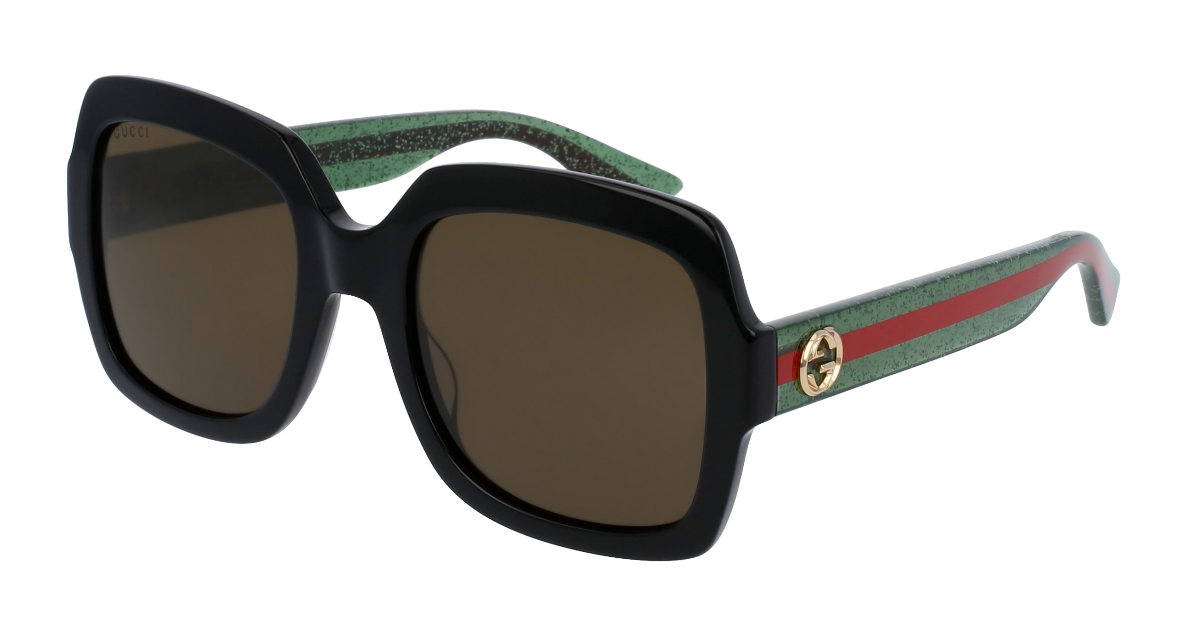 Gucci Donna Gucci GG0036SN 002 Occhiali da sole Acetato Nero Marrone Squadrata Normale