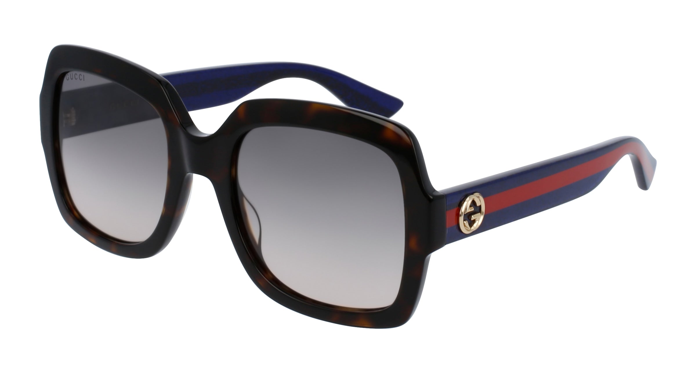 Gucci Donna Gucci GG0036SN 004 Occhiali da sole Acetato Havana Marrone Squadrata Normale Sfumato
