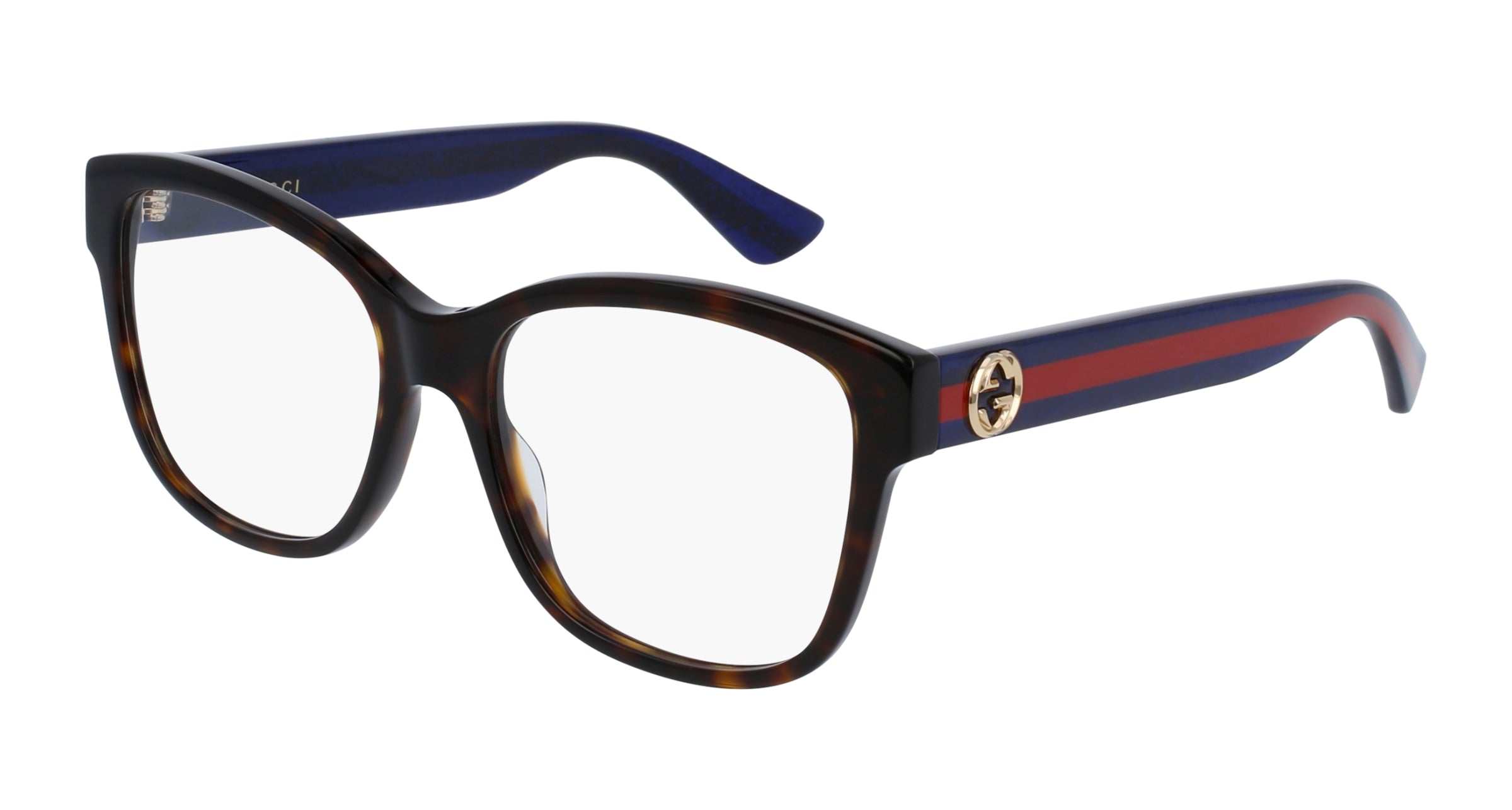 Gucci Donna Gucci GG0038ON 003 Montature da vista Acetato Havana/Blu Squadrata Gucci Donna Gucci GG0038ON 003 Montature da vista Acetato Havana/Blu Squadrata