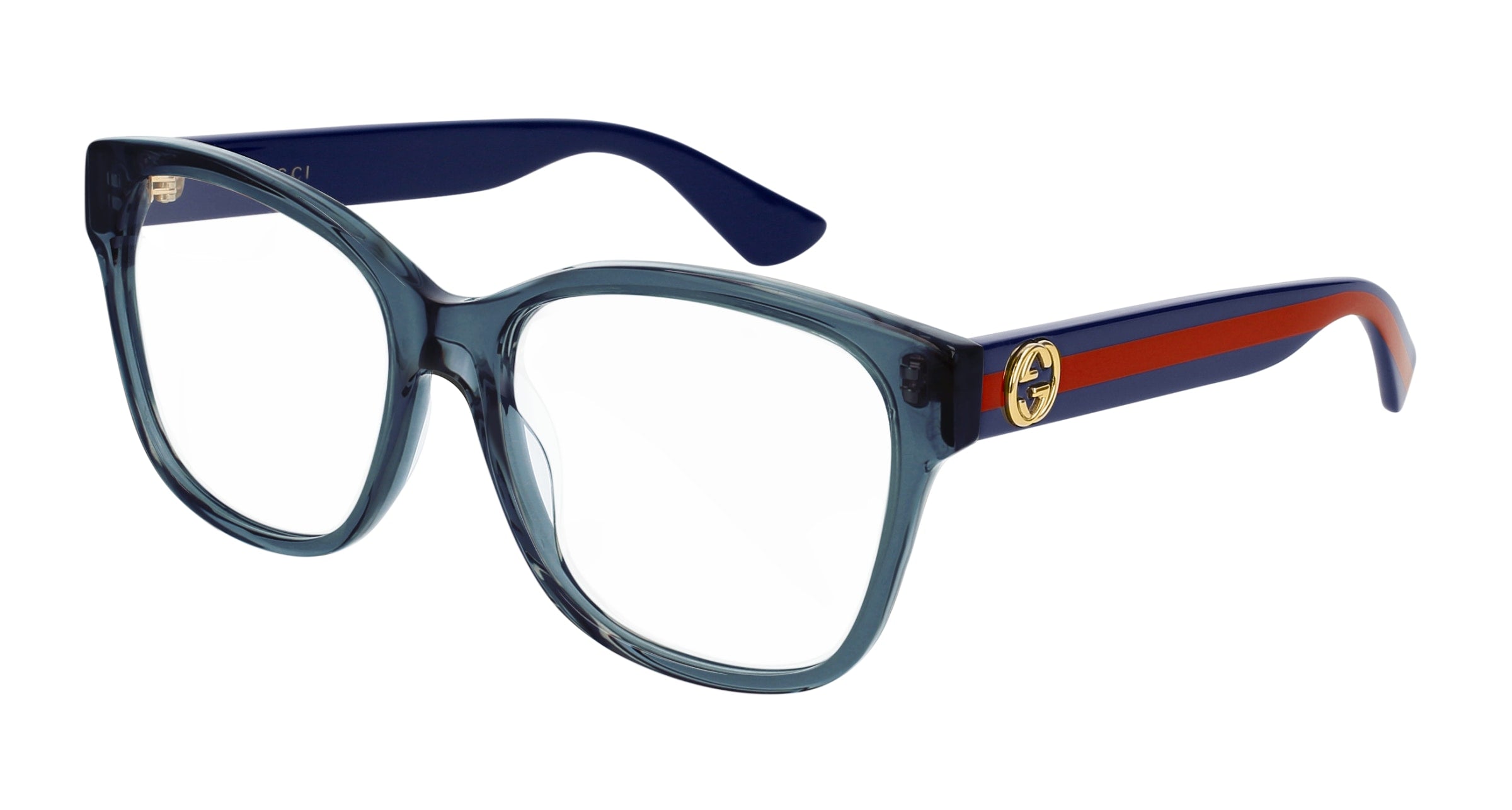 Gucci Donna Gucci GG0038ON 012 Montature da vista Blu Trasparente Squadrata