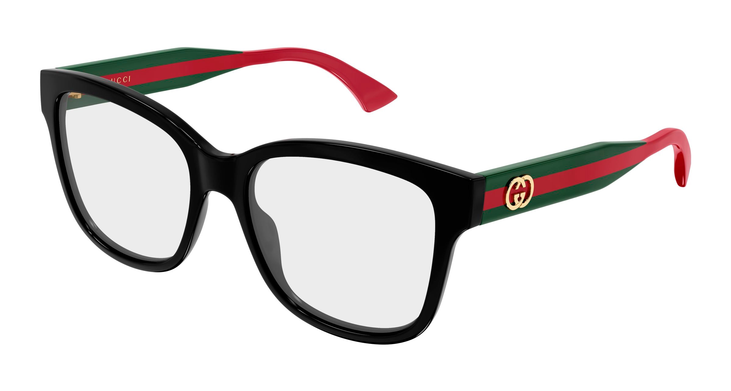 Gucci Donna Gucci GG0038ONN 001 Montature da vista Acetato Nero Trasparente Farfalla