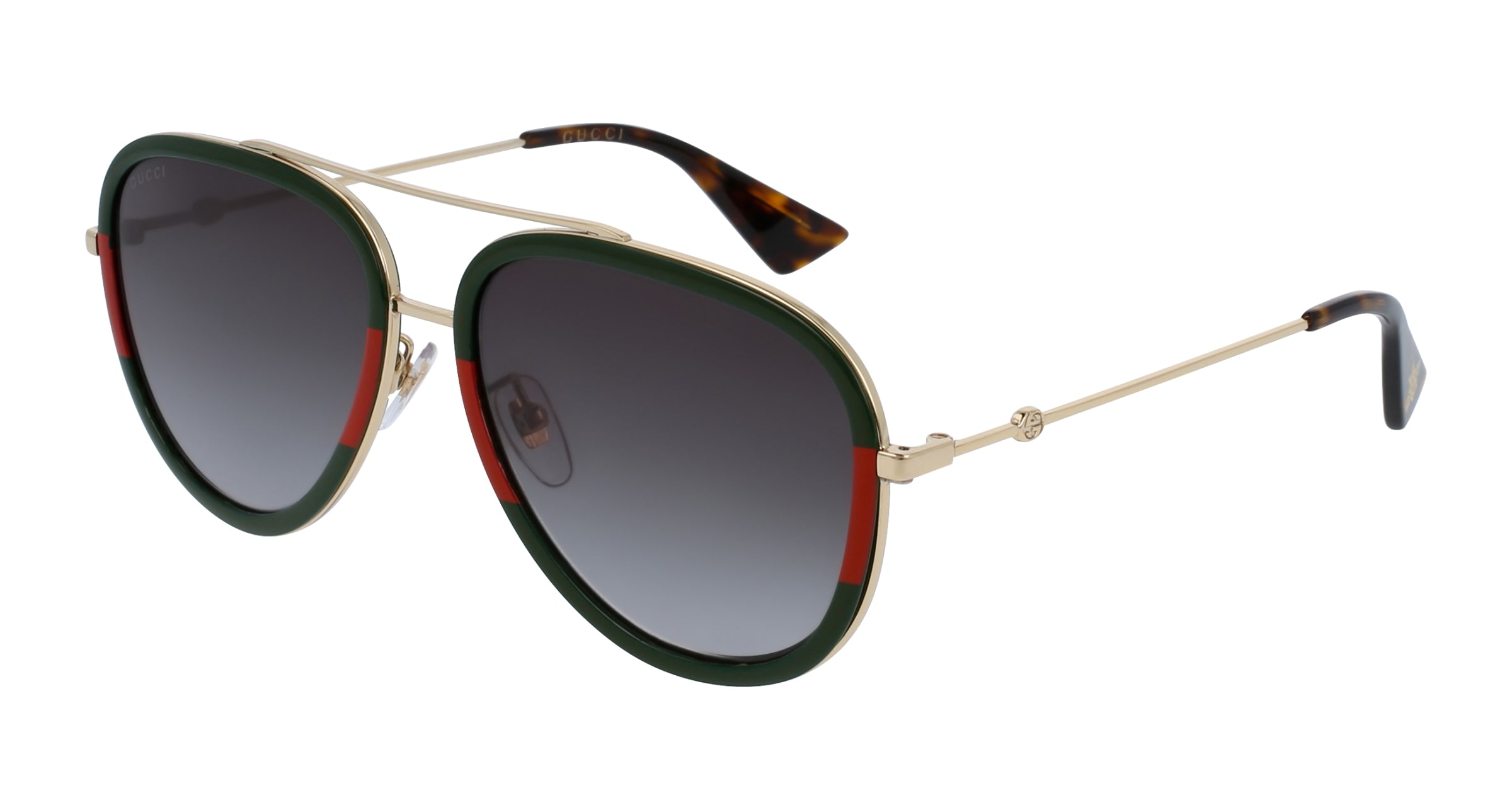 Gucci Donna Gucci GG0062S 003 Occhiali da sole Metallo Oro Verde Pilot Normale