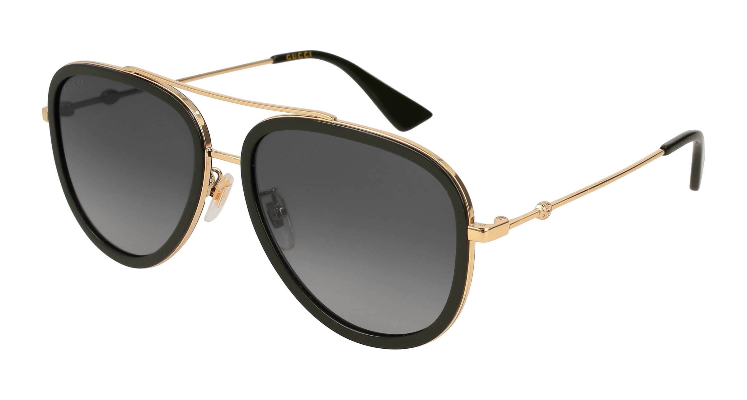 Gucci Donna Gucci GG0062S 011 Occhiali da sole Metallo Oro Grigio Pilot Polarizzata Flash