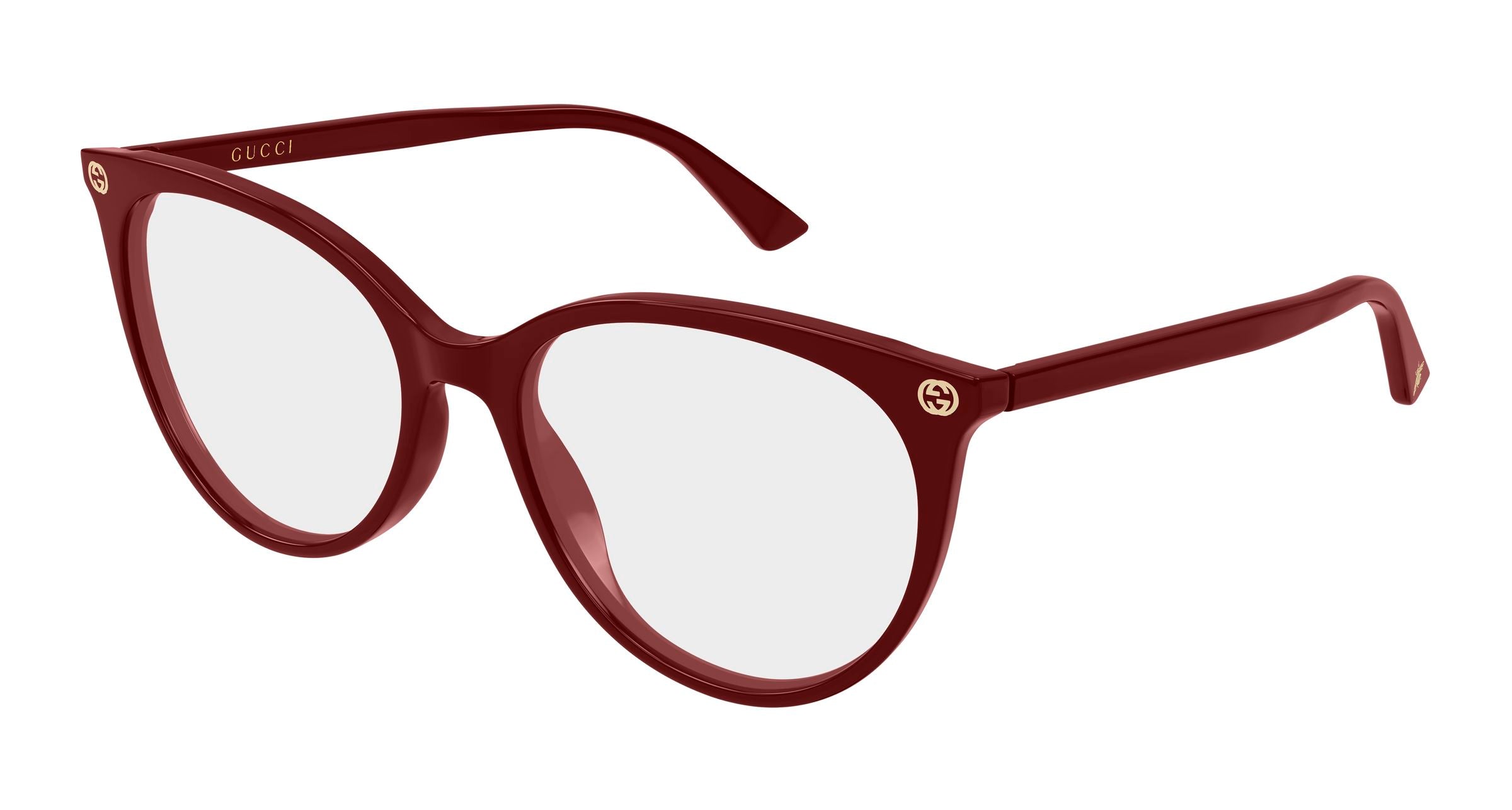 Gucci Donna Gucci GG0093O 010 Montature da vista Acetato Bordeaux Trasparente Rotonda