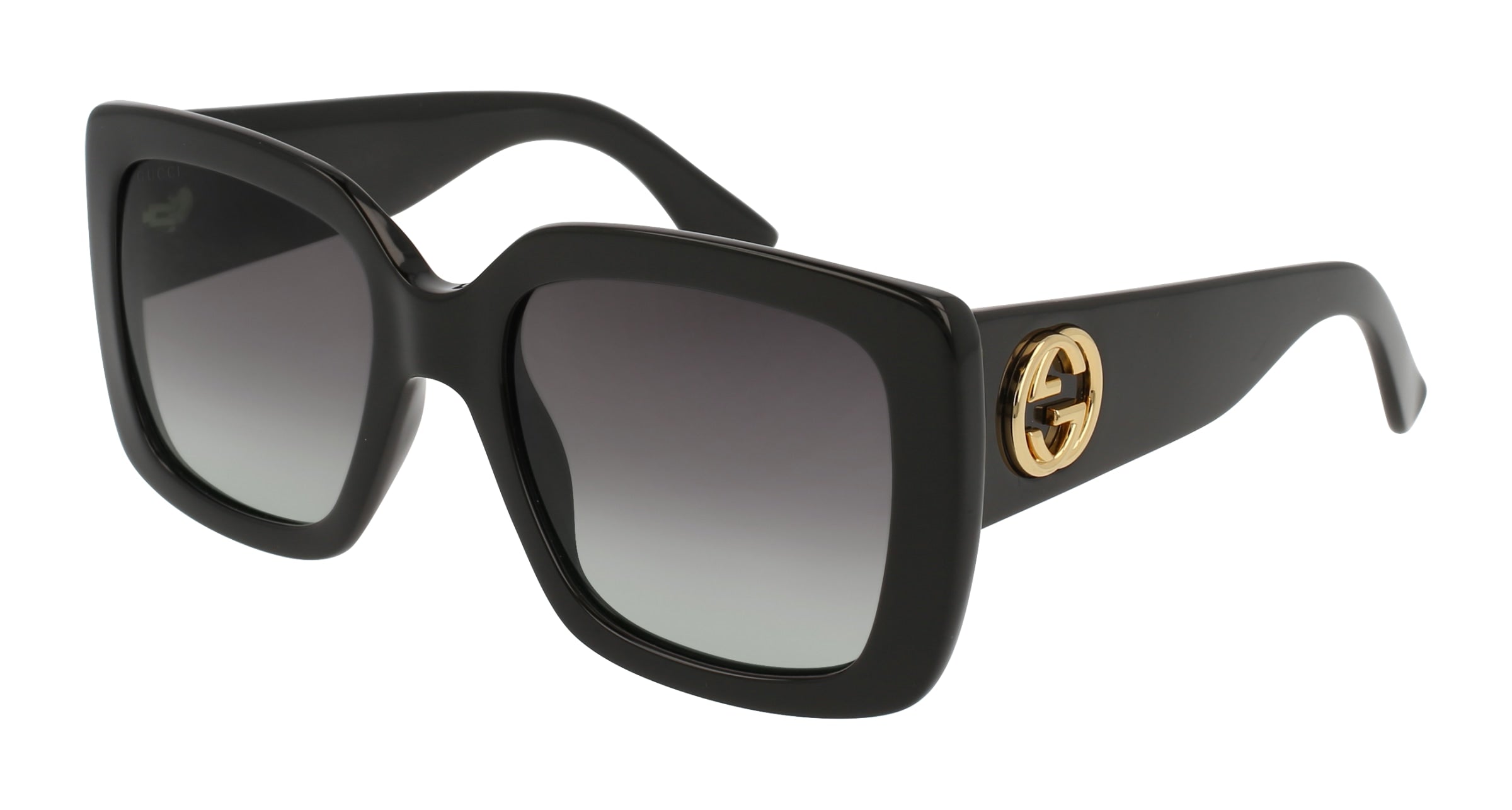 Gucci Donna Gucci GG0141SN 001 Occhiali da sole Acetato Nero Grigio Squadrata Sfumato