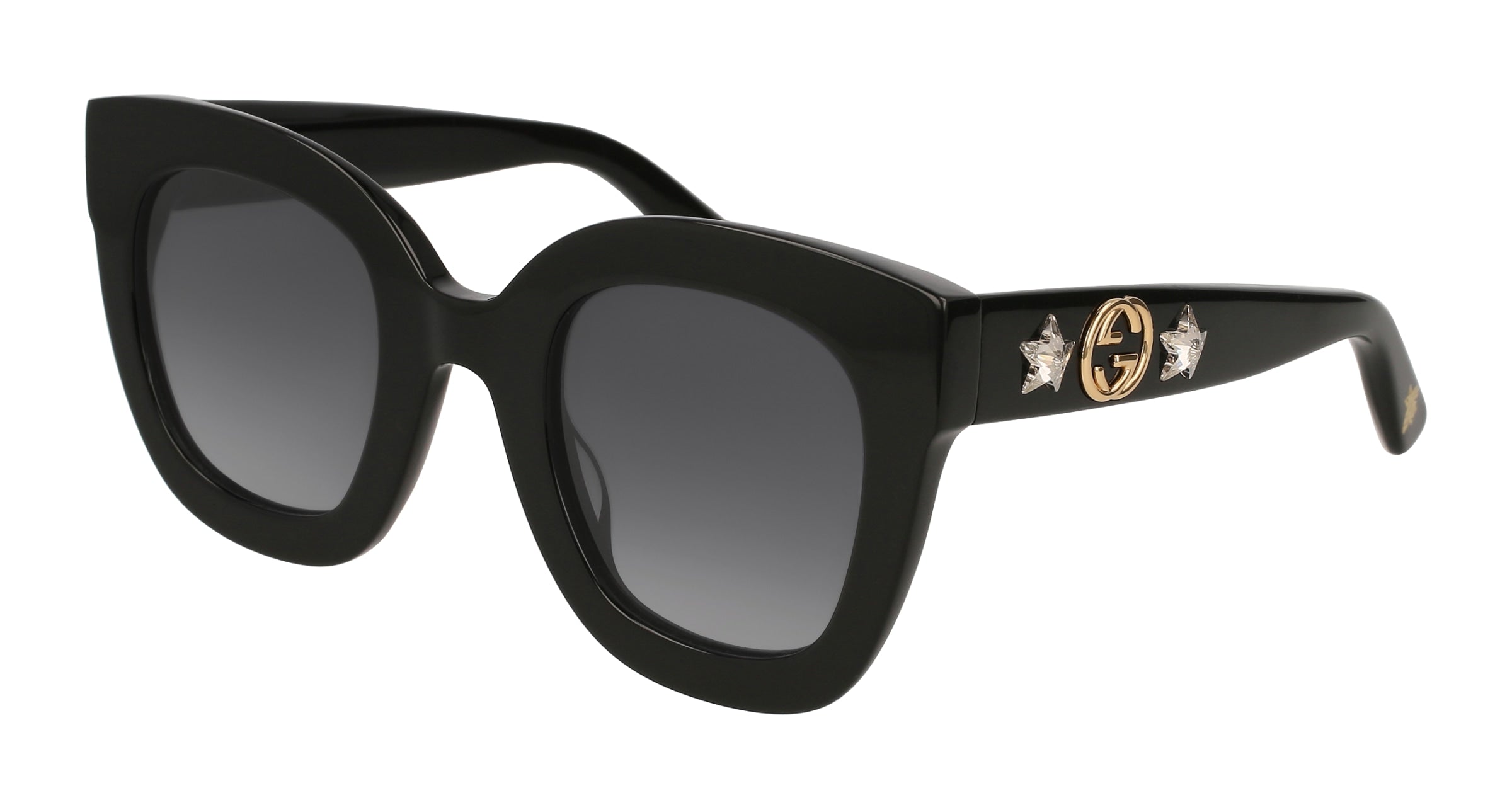 Gucci Donna Gucci GG0208S 001 Occhiali da sole Plastica Nero Grigio Squadrata Normale