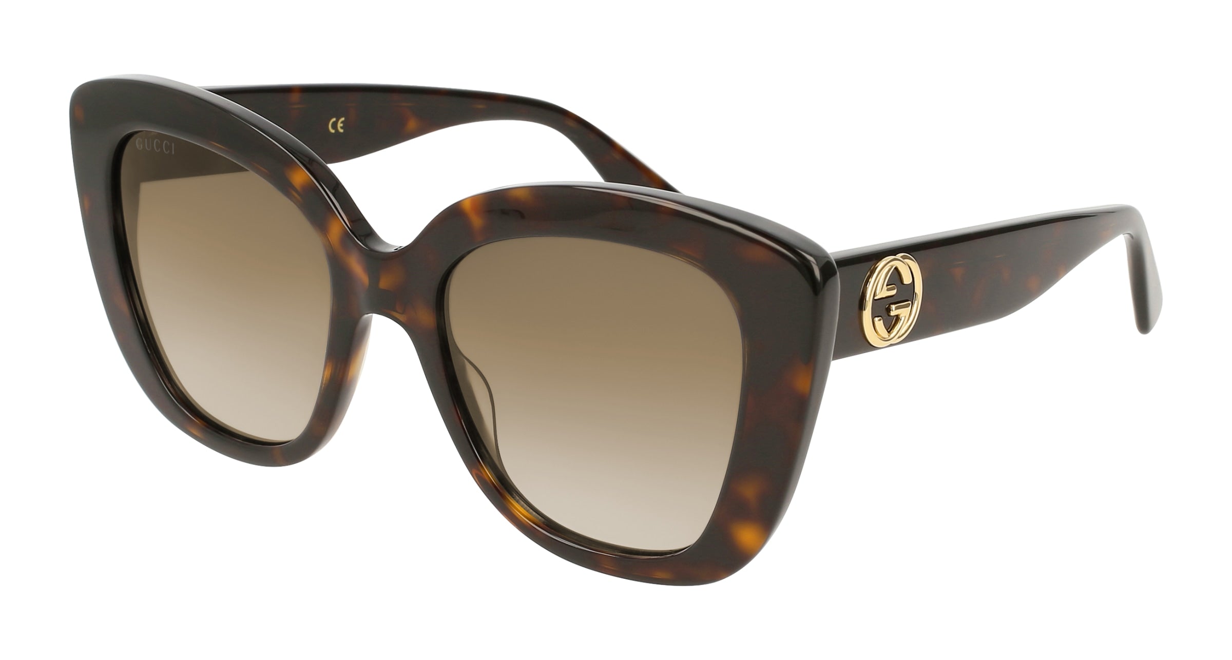 Gucci Donna Gucci GG0327S 002 Occhiali da sole Plastica Havana Marrone Cat Eye Normale