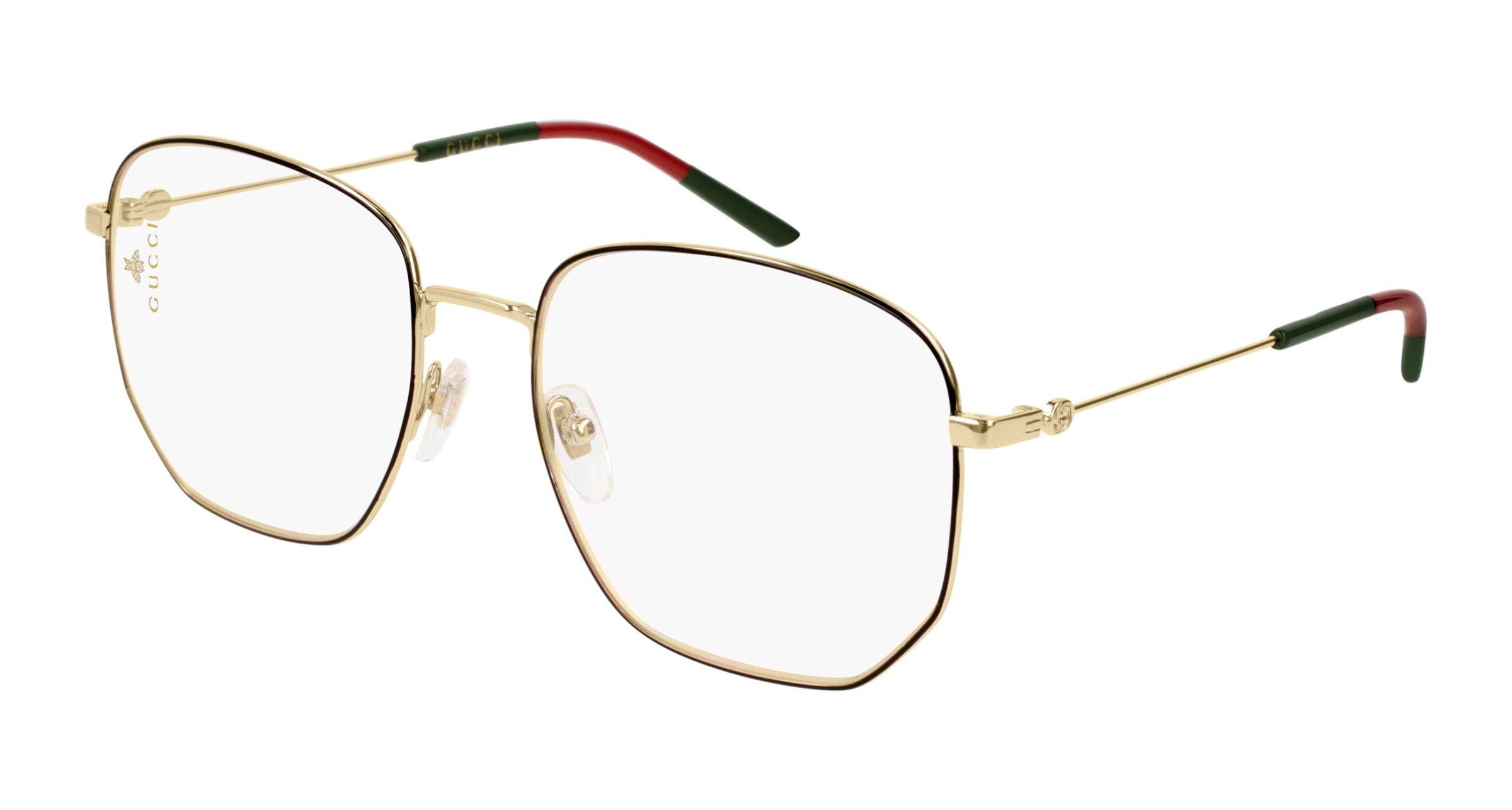 Gucci Donna Gucci GG0396O 001 Montature da vista Metallo Oro Trasparente Squadrata Gucci Donna Gucci GG0396O 001 Montature da vista Metallo Oro Trasparente Squadrata