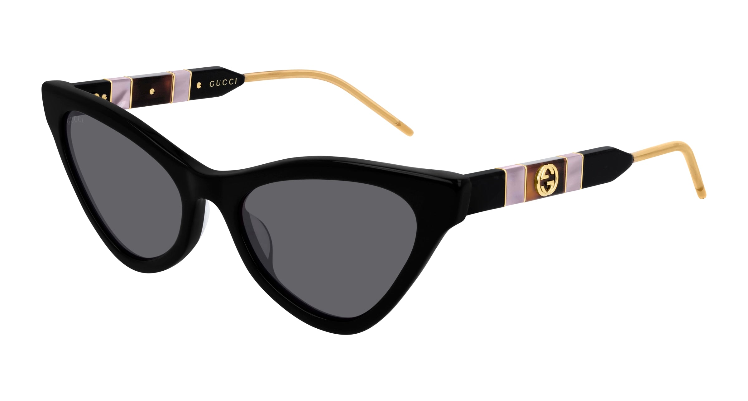 Gucci Donna Gucci GG0597S 001 Occhiali da sole Acetato Nero Grigio Cat Eye Normale