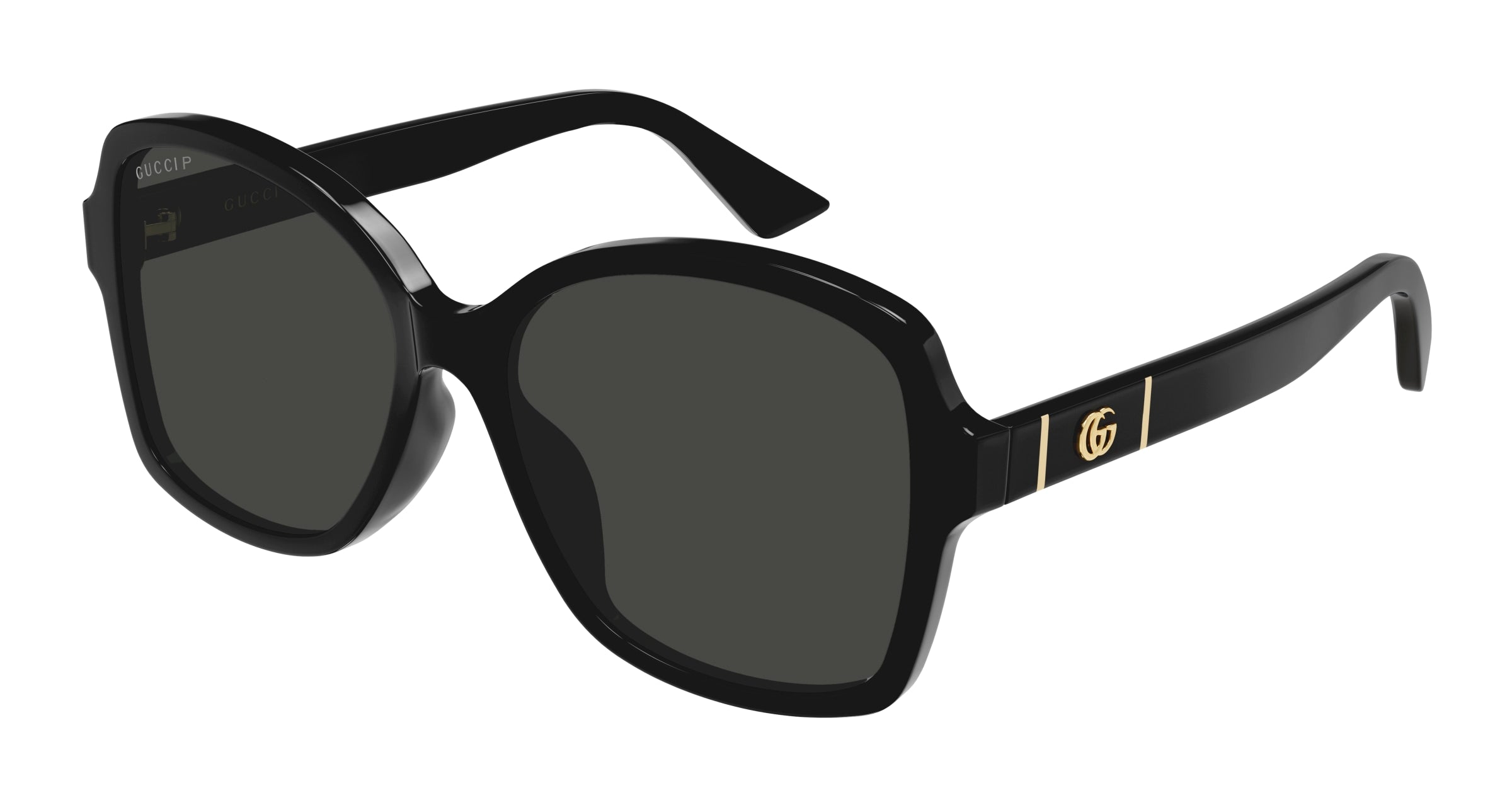 Gucci Donna Gucci GG0765SA 005 Occhiali da sole Iniettato Nero Grigio Squadrata