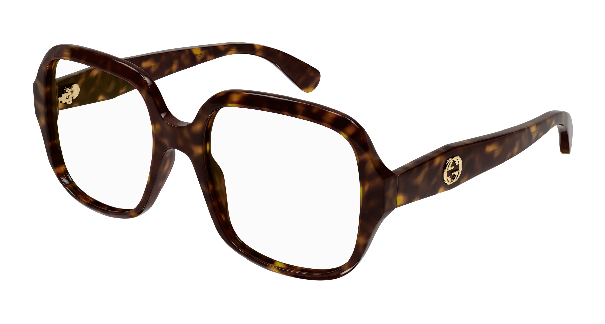 Gucci Donna Gucci GG0799O 002 Montature da vista Acetato Havana Trasparente Squadrata