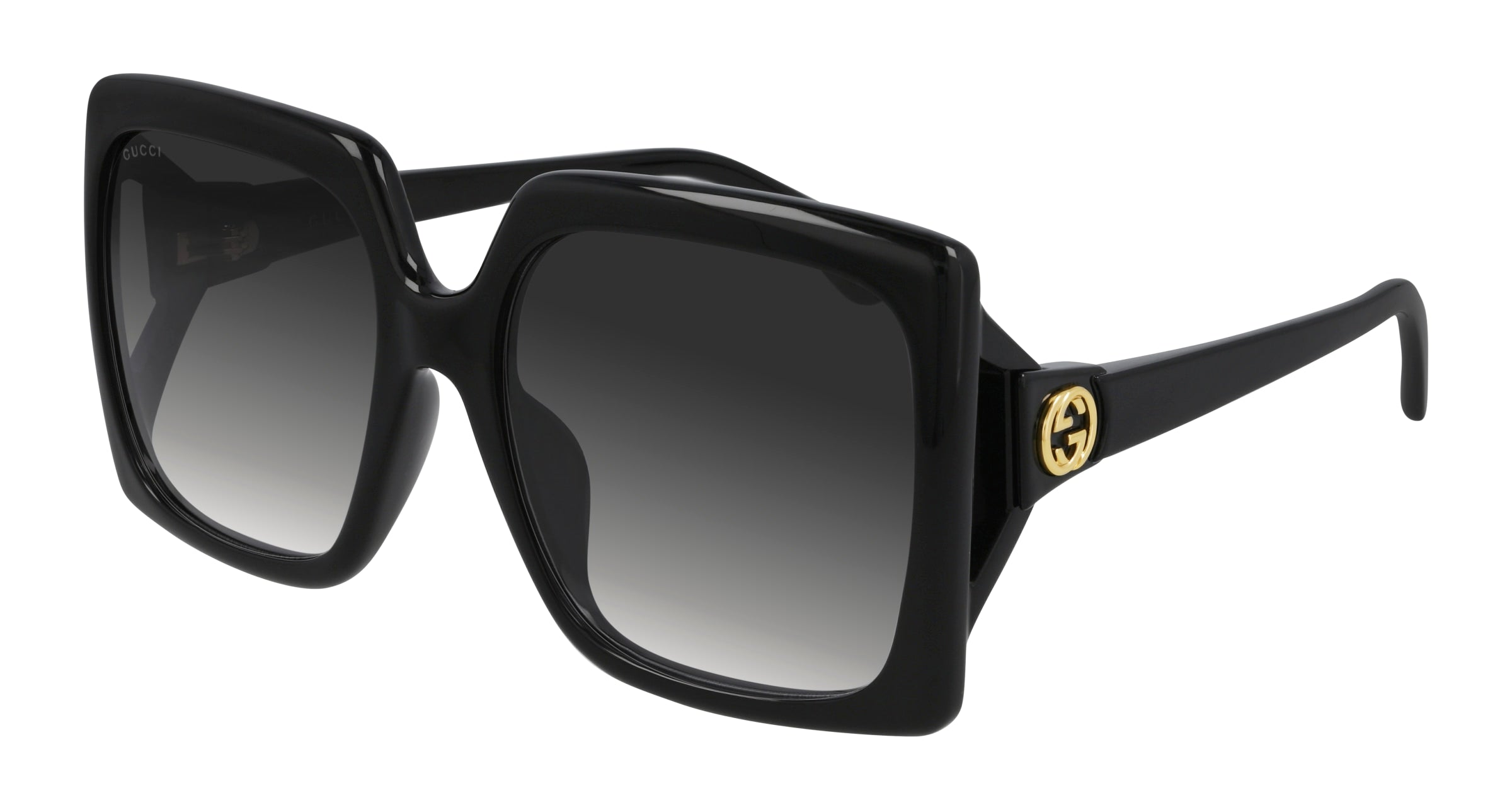 Gucci Donna Gucci GG0876SA 001 Occhiali da sole Acetato Nero Grigio Squadrata Normale Sfumato