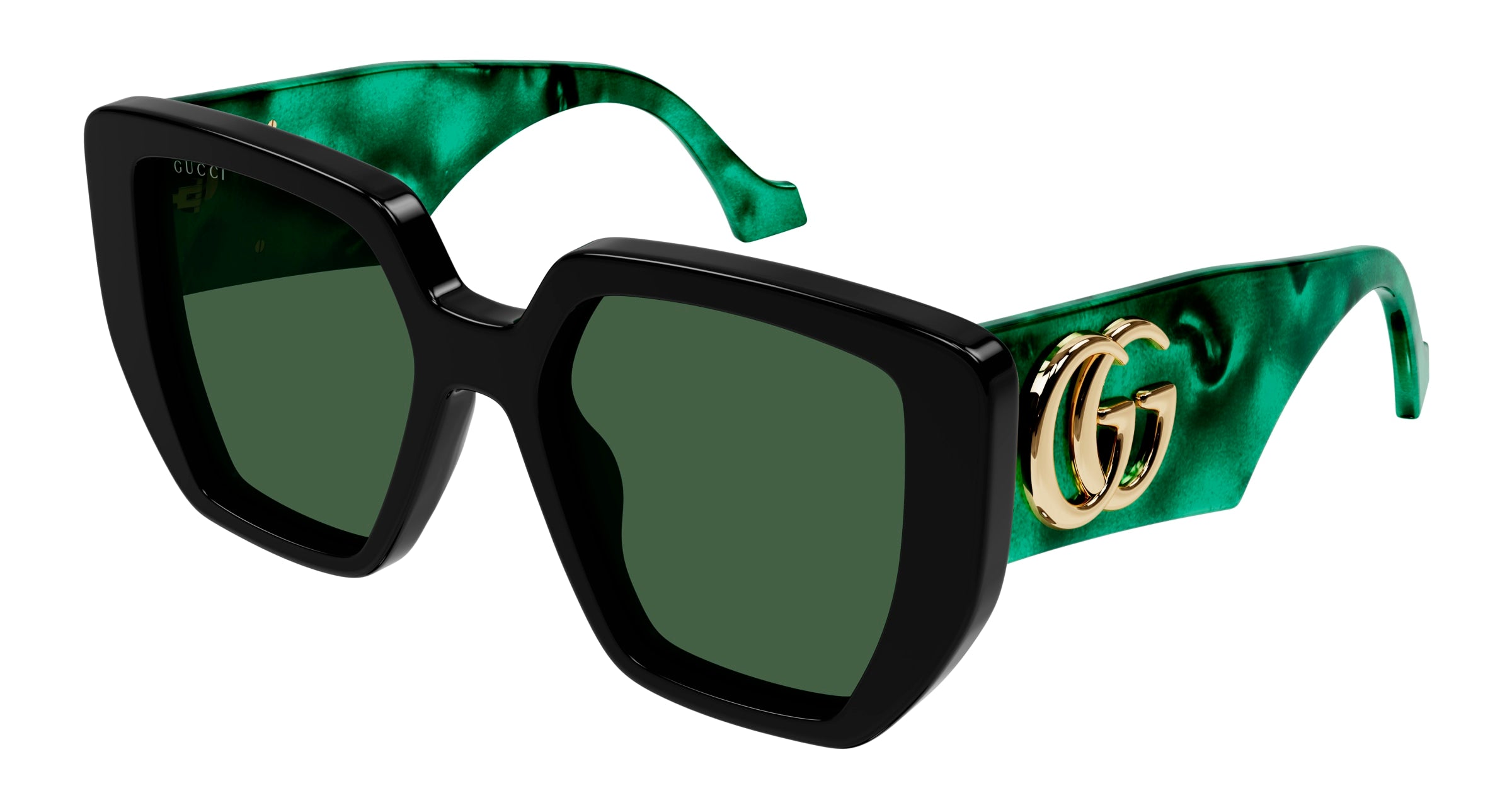 Gucci Donna Gucci GG0956S 001 Occhiali da sole Acetato Nero Verde Squadrata Normale