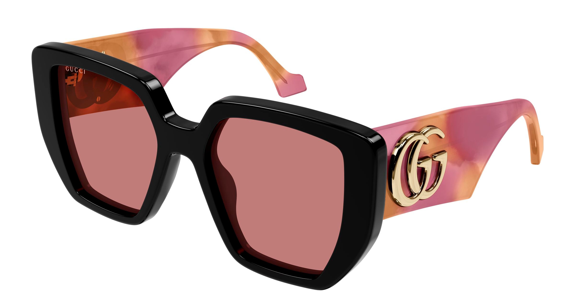Gucci Donna Gucci GG0956S 010 Occhiali da sole Acetato Nero Rosso Squadrata