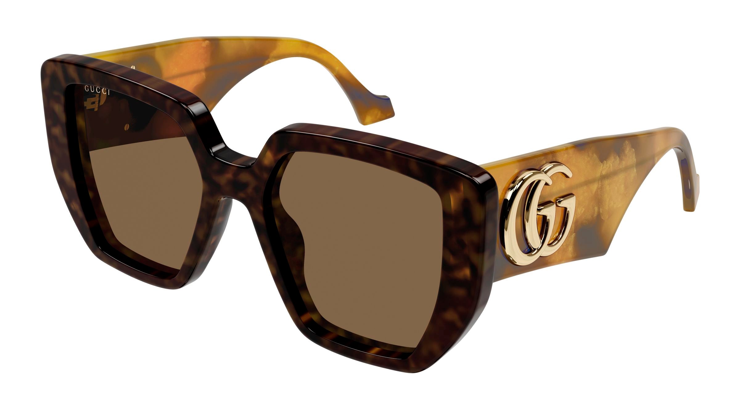 Gucci Donna Gucci GG0956S 012 Occhiali da sole Acetato Havana Marrone Squadrata