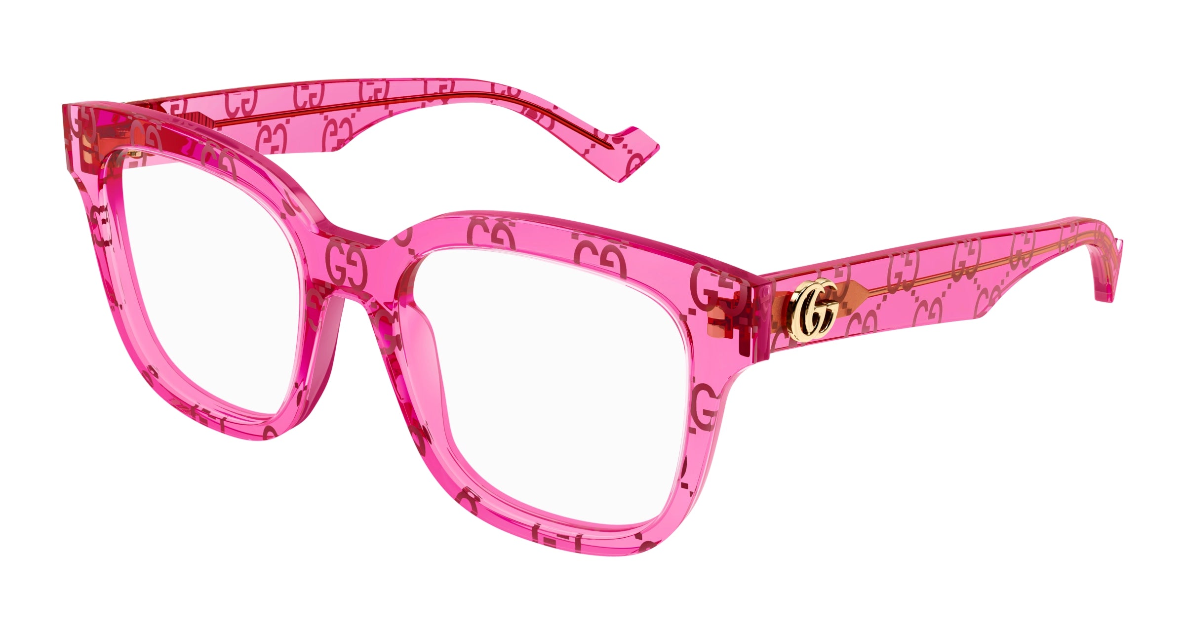 Gucci Donna Gucci GG0958O 011 Montature da vista Acetato Rosa Trasparente Squadrata
