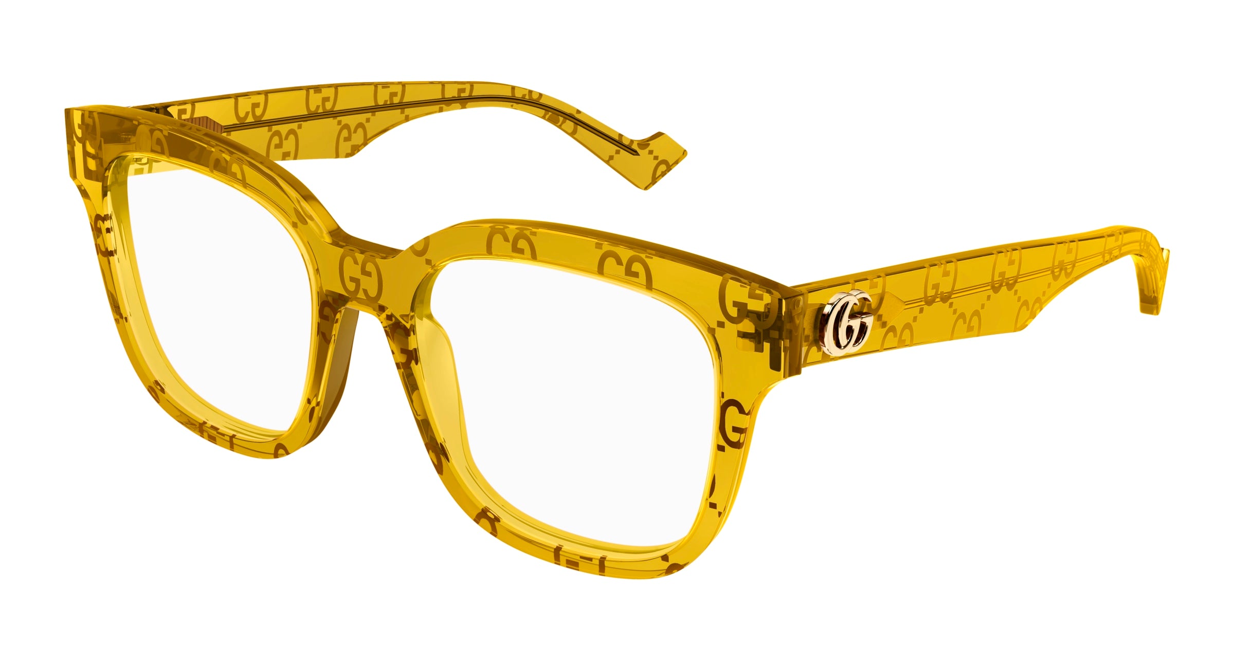Gucci Donna Gucci GG0958O 012 Montature da vista Acetato Giallo Trasparente Squadrata