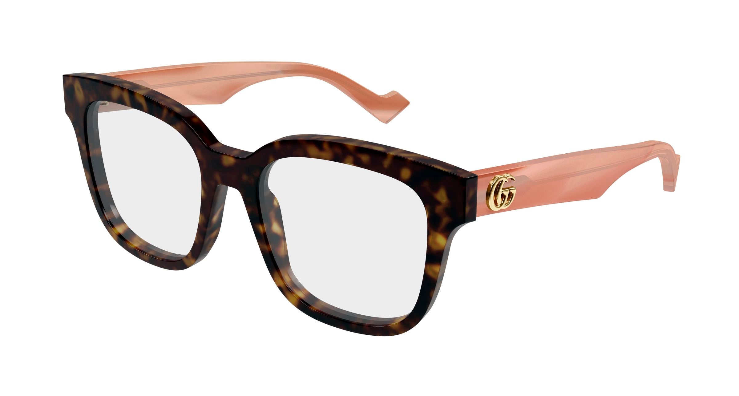 Gucci Donna Gucci GG0958O 014 Montature da vista Acetato Havana Trasparente Squadrata Gucci Donna Gucci GG0958O 014 Montature da vista Acetato Havana Trasparente Squadrata