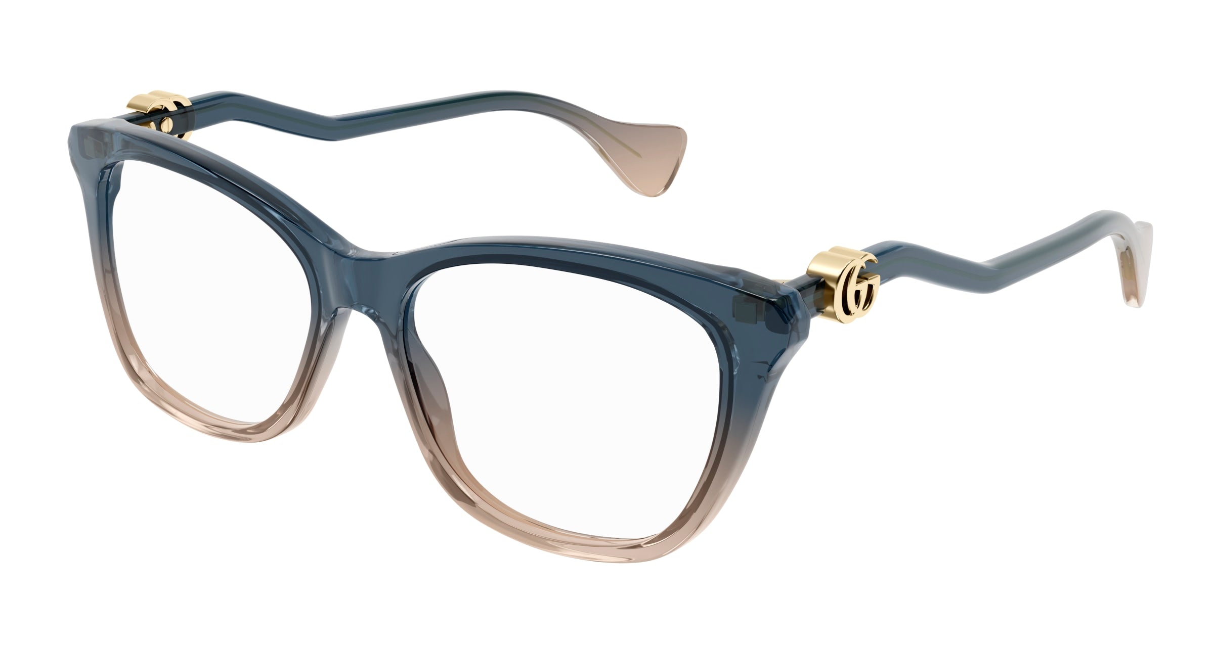 Gucci Donna Gucci GG1012O 002 Montature da vista Acetato Blu Trasparente Squadrata