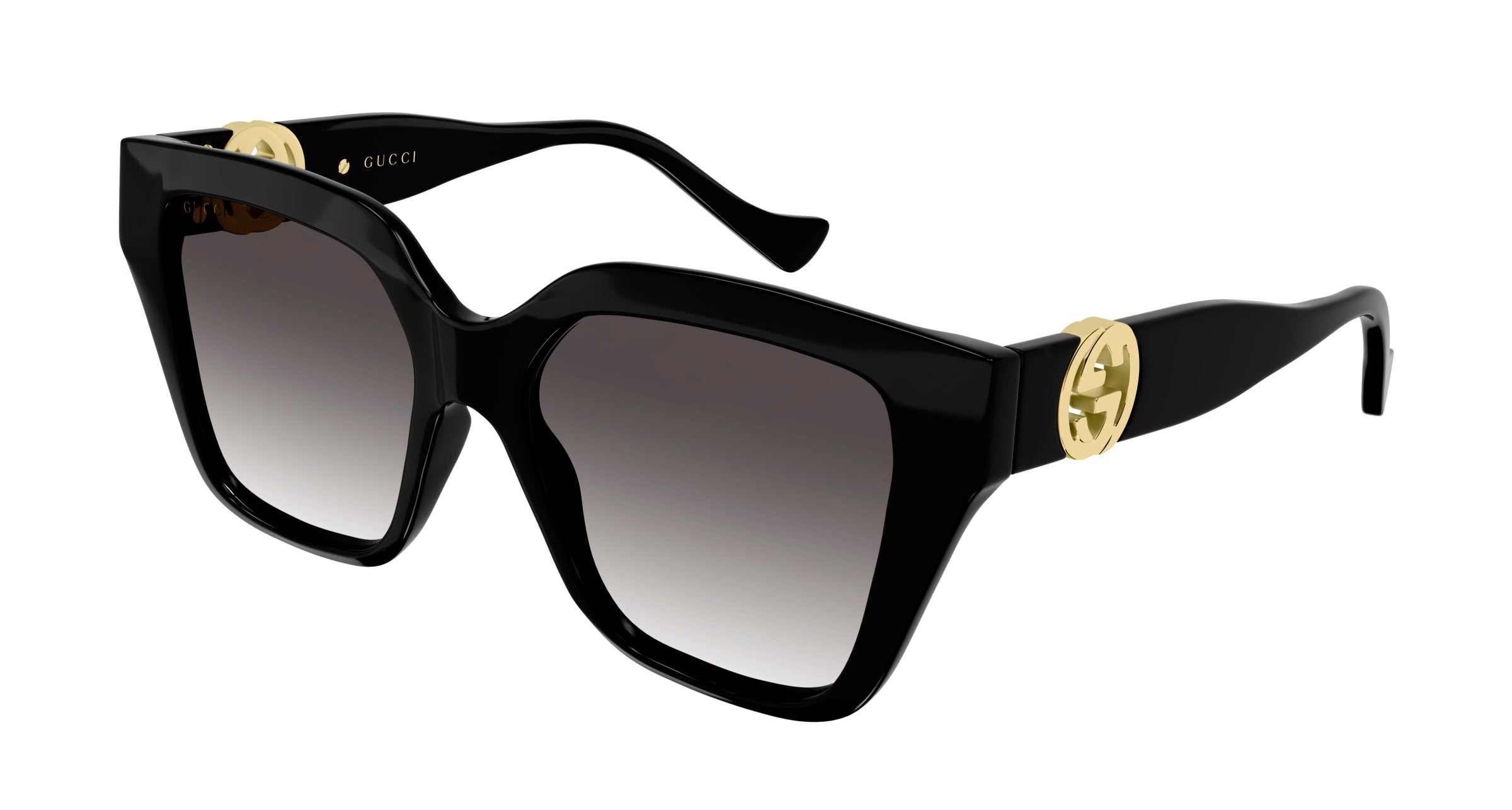 Gucci Donna Gucci GG1023S 008 Occhiali da sole Iniettato Nero Grigio Squadrata Normale Sfumato