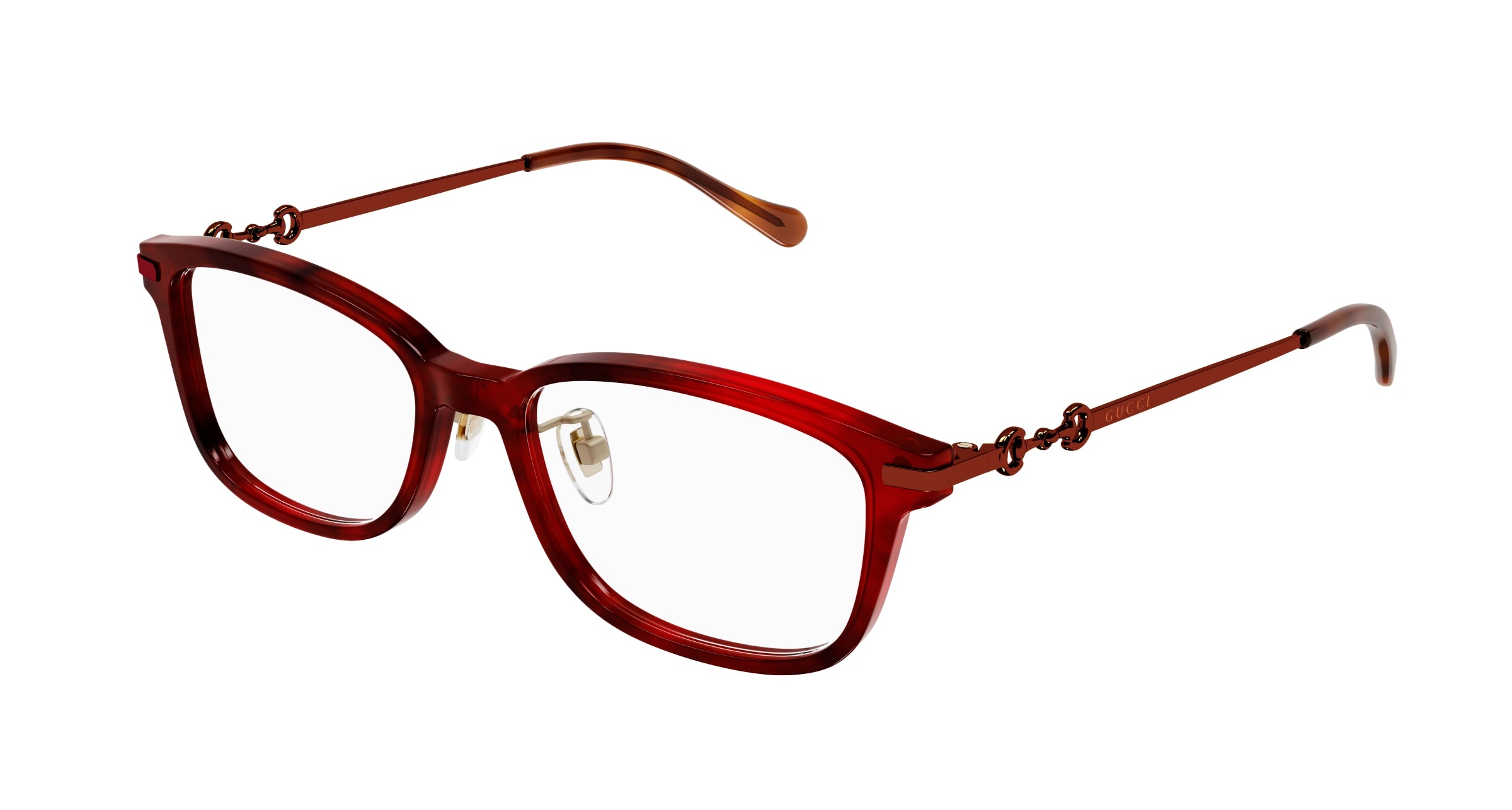 Gucci Donna Gucci GG1129OJ 003 Montature da vista Acetato Havana/Rosso Squadrata