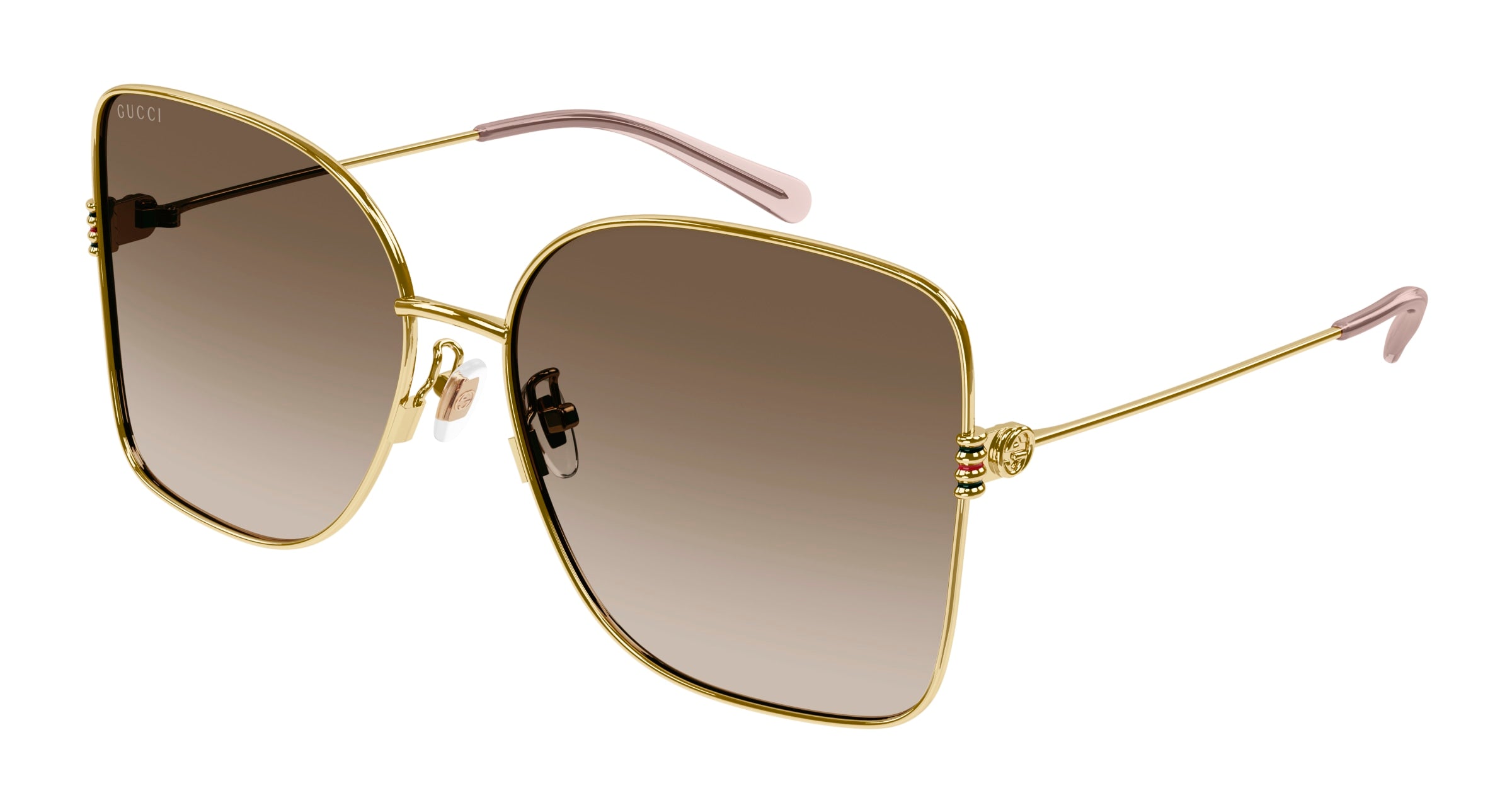 Gucci Donna Gucci GG1282SA 003 Occhiali da sole Metallo Oro Marrone Squadrata Sfumato Gucci Donna Gucci GG1282SA 003 Occhiali da sole Metallo Oro Marrone Squadrata Sfumato