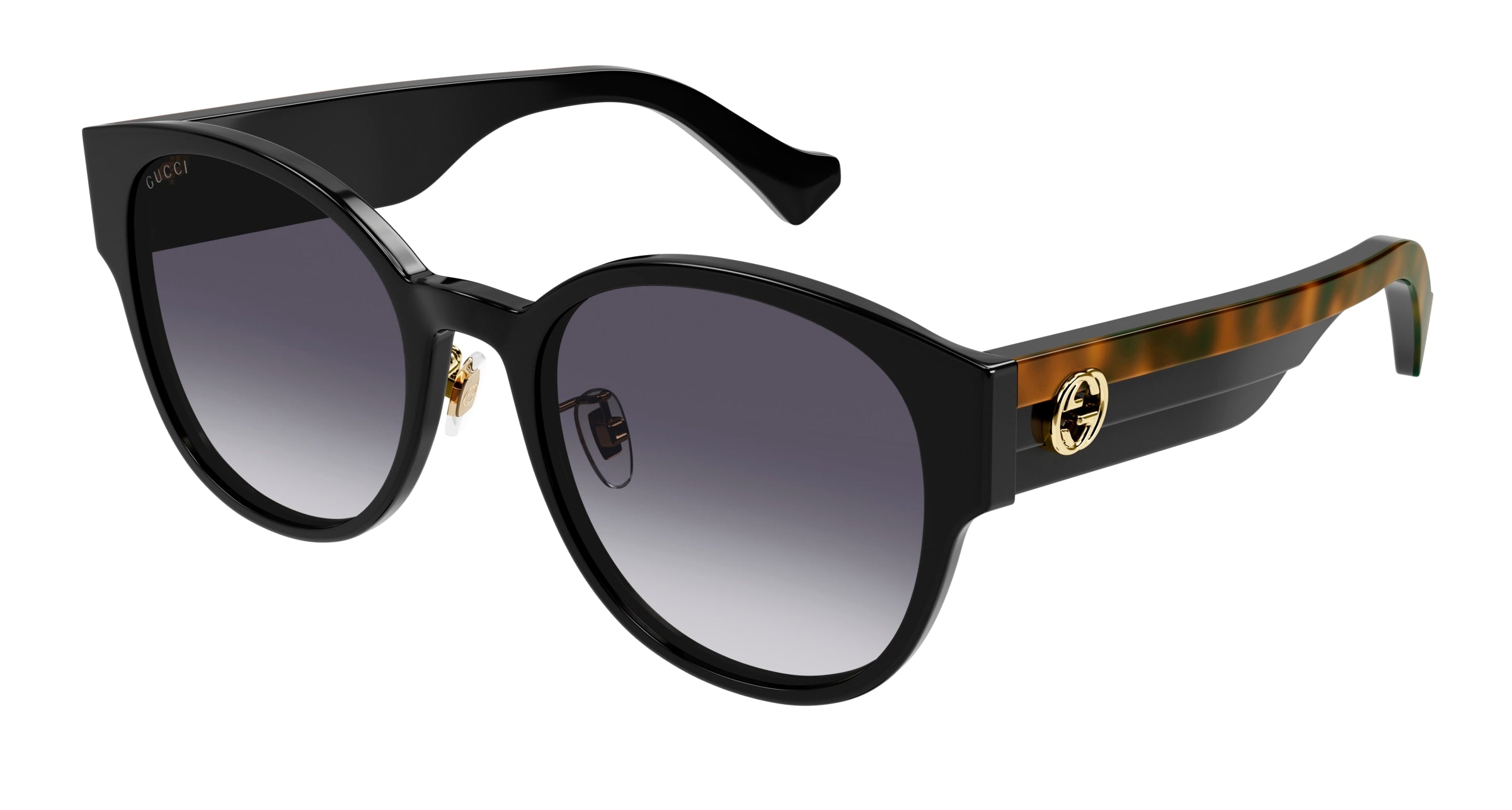 Gucci Donna Gucci GG1304SK 001 Occhiali da sole Acetato Nero Grigio Rotonda Sfumato